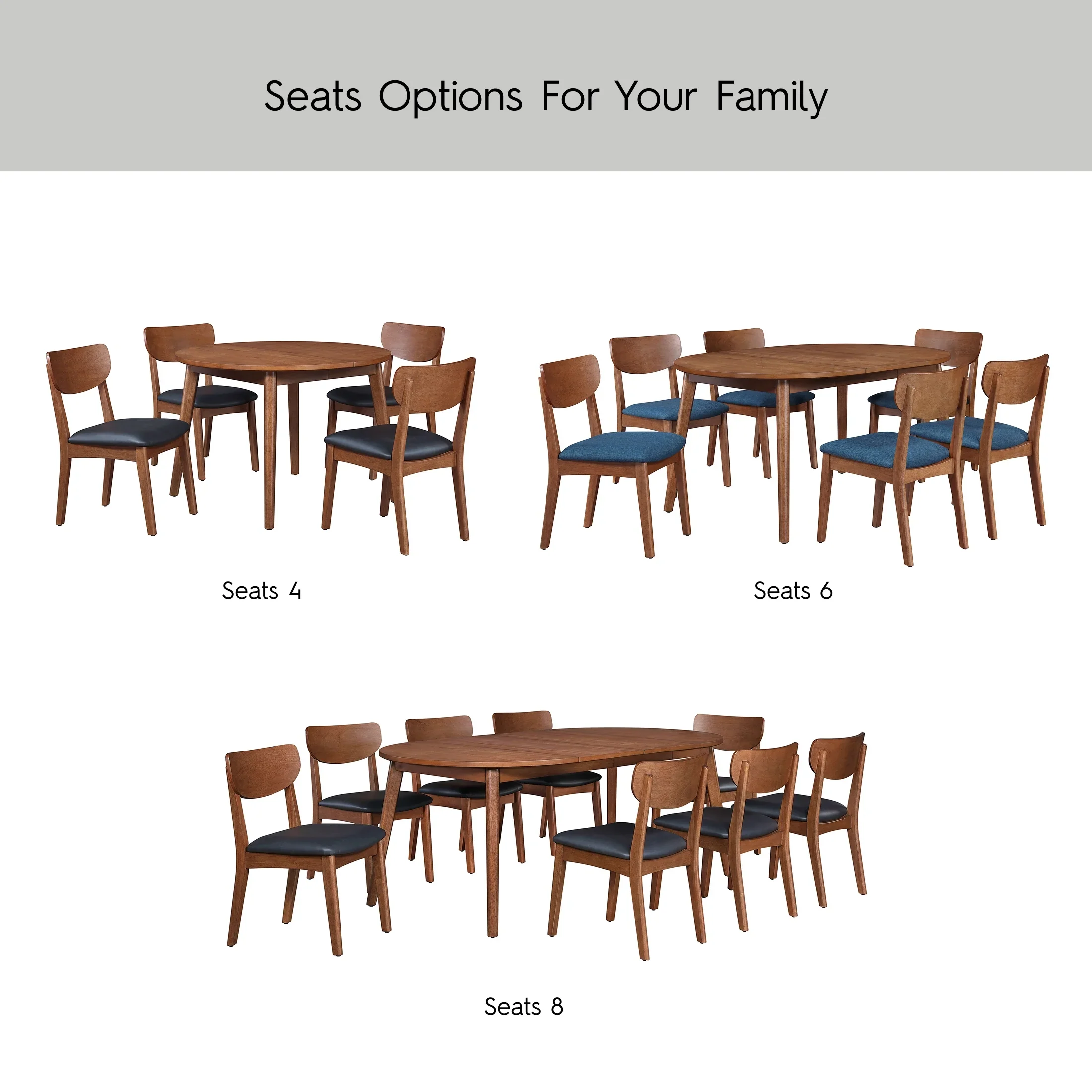 Better Homes & Gardens Greyson Mid-Century Extendable Dining Table, Solid Wood and Veneer, Acorn Finish