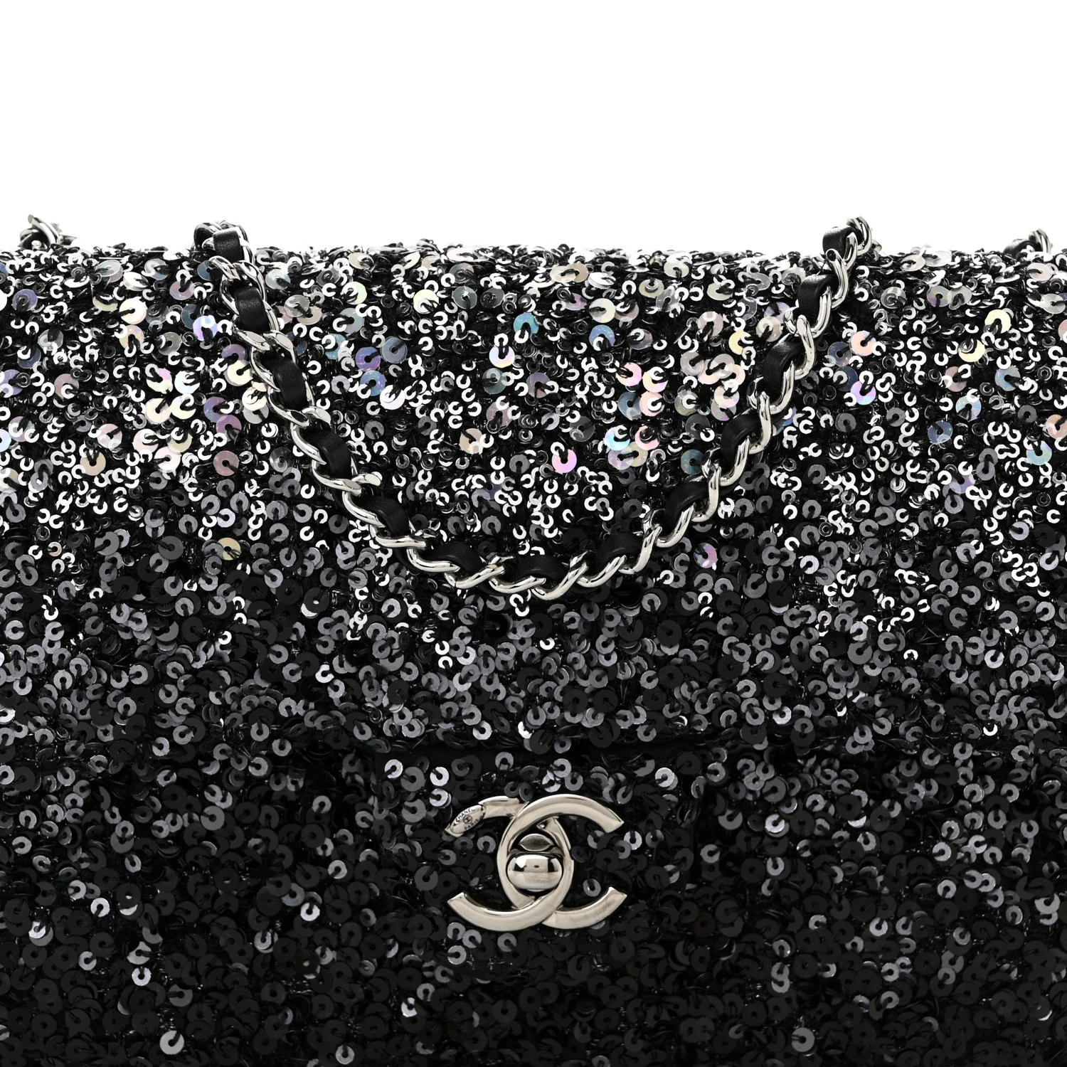 Shaded Sequins Mini Flap Black