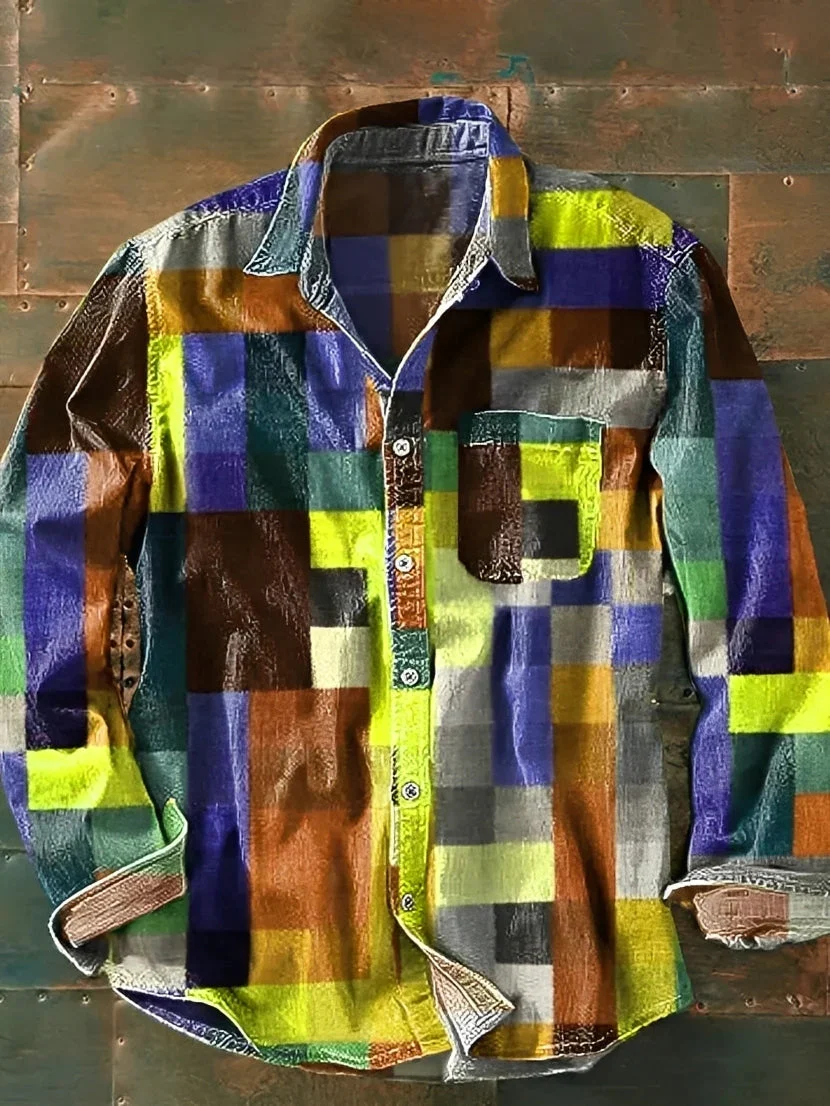 Charles – Chemise à manches longues pour hommes – Rétro et coloré
