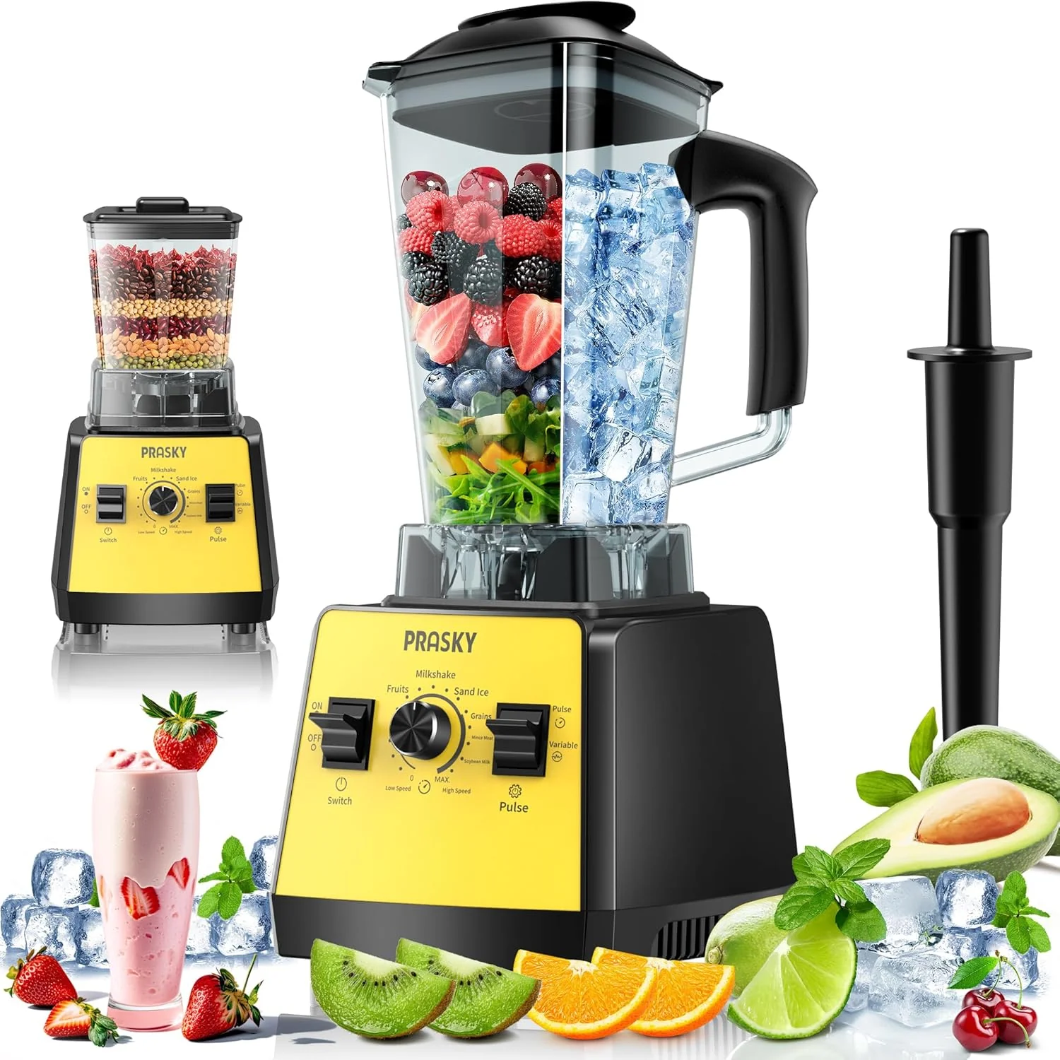 Blender de comptoir haute vitesse 2400 W, grande capacité de 3 L (101 oz), sans BPA, 25 000 tr/min, idéal pour les smoothies, la glace pilée, les soupes, les purées d'oléagineux et les aliments pour bébés (gris, 3 L)
