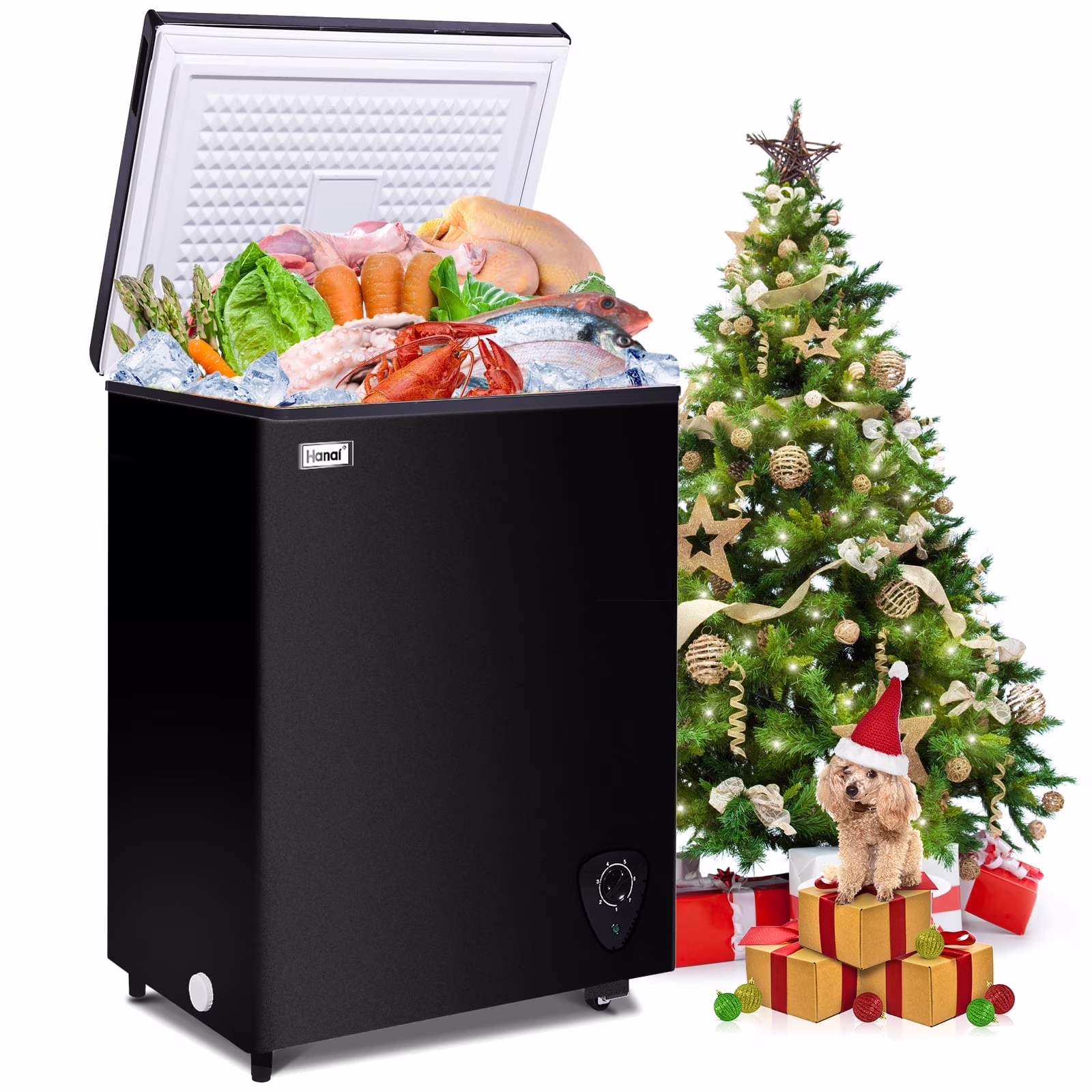 3.5 Cu.ft Freezer, Chest Freezer, Deep Freezer with Top Open Door(S/Black)