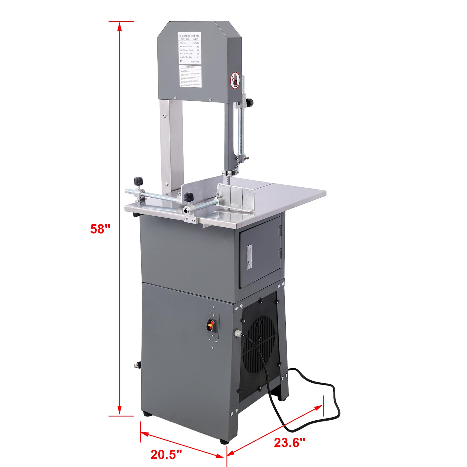 2-in-1 Commercial Butcher Band Saw and Sausage Stuffer, 550W Stainless Steel Countertop Bone Sawing Machine, Machine Slicer Meat Bone Sausage Carne, Frozen Meat Cutter for Rib Pork Beef