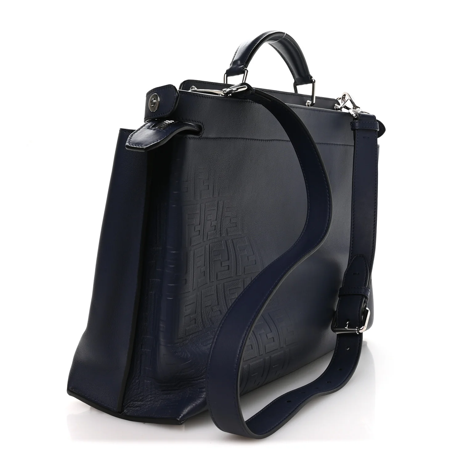 Calfskin Embossed Large Peekaboo Iconic Fit Satchel Blueberry
