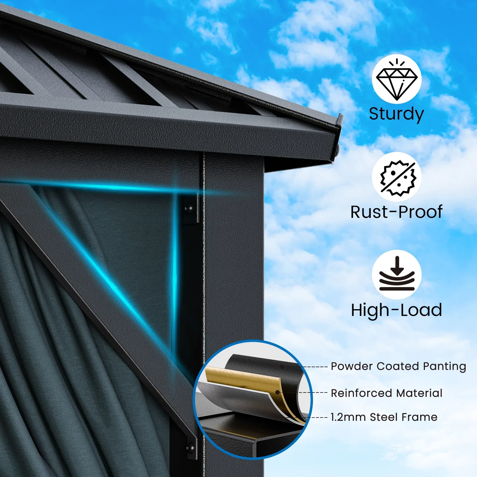 COBIZI 10x12 Hardtop Gazebo Aluminum Gazebos with Galvanized Steel Double Roof Metal Gazebo with Curtains and Netting Permanent Steel Gazebo for Backyard, Garden and Patio, Brown