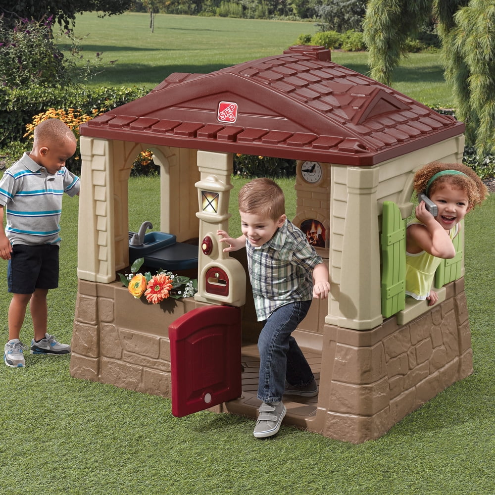 Neat Tidy Cottage II Brown Playhouse Plastic Kids Outdoor Toy(Brown) - Image 4