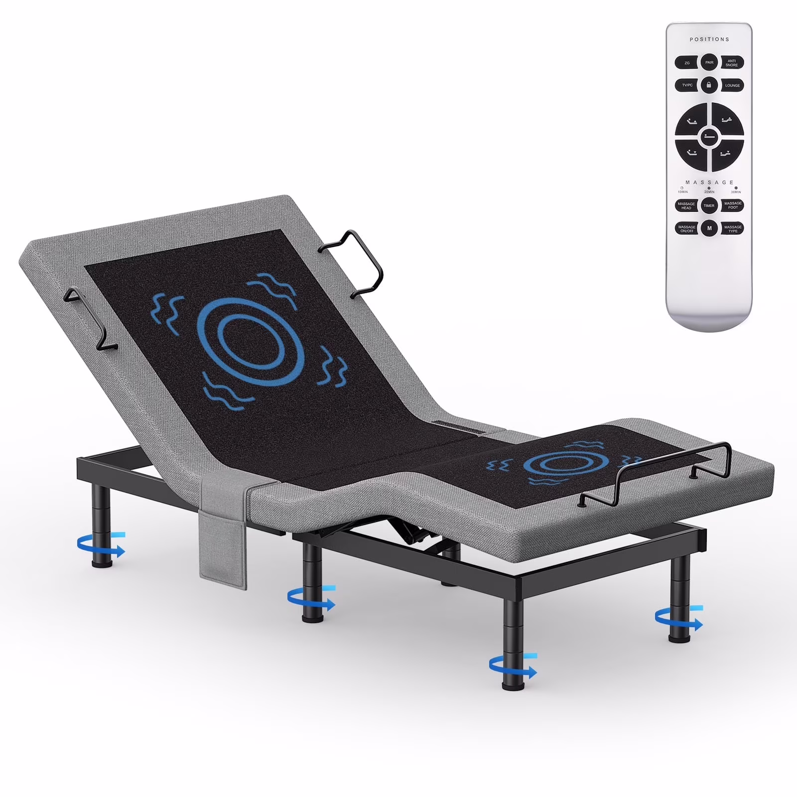Raffle Pinker Adjustable Bed Frame Twin Size Power Bed Base Frame with Massage, Silent Dual Motors, Head & Foot Incline