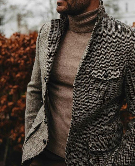 Blazer à chevrons OK Daily Notch avec poches à revers et simple boutonnage