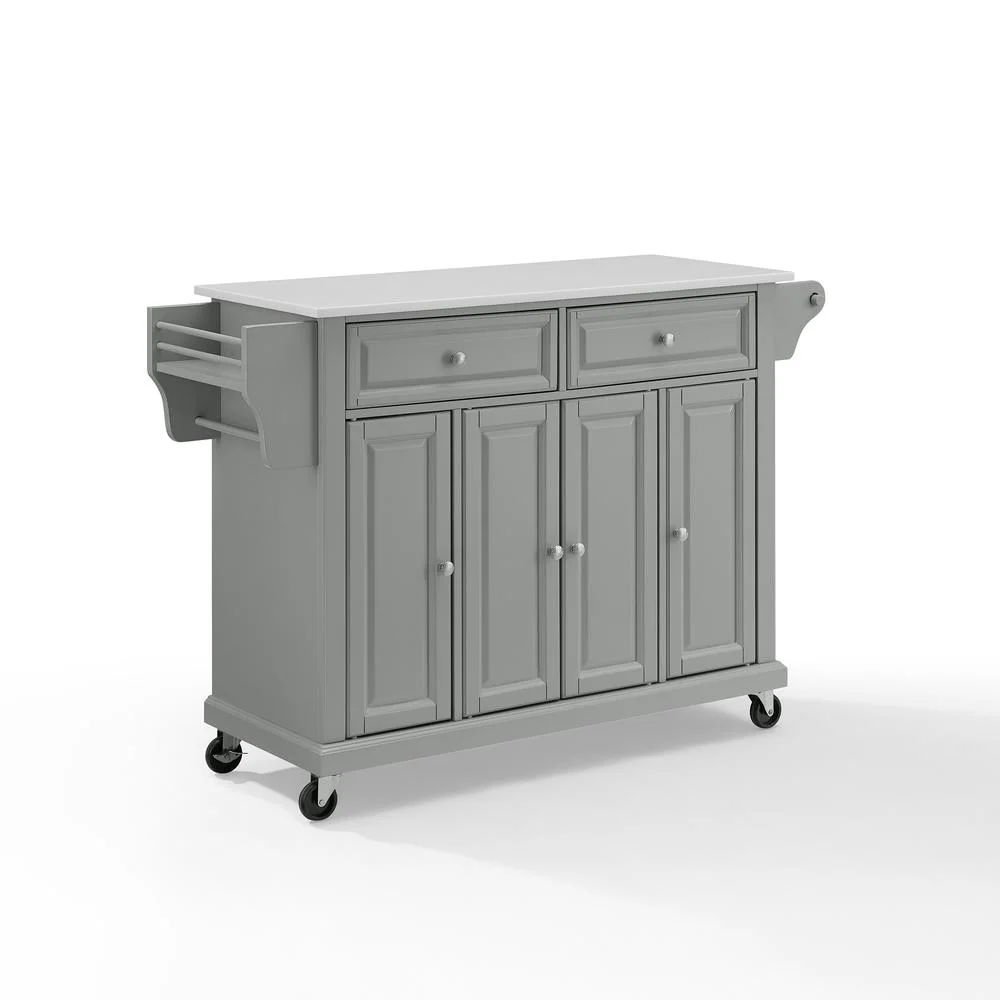 Full Size Kitchen Cart-Finish:Gray,Style:Granite Top/White - Image 6