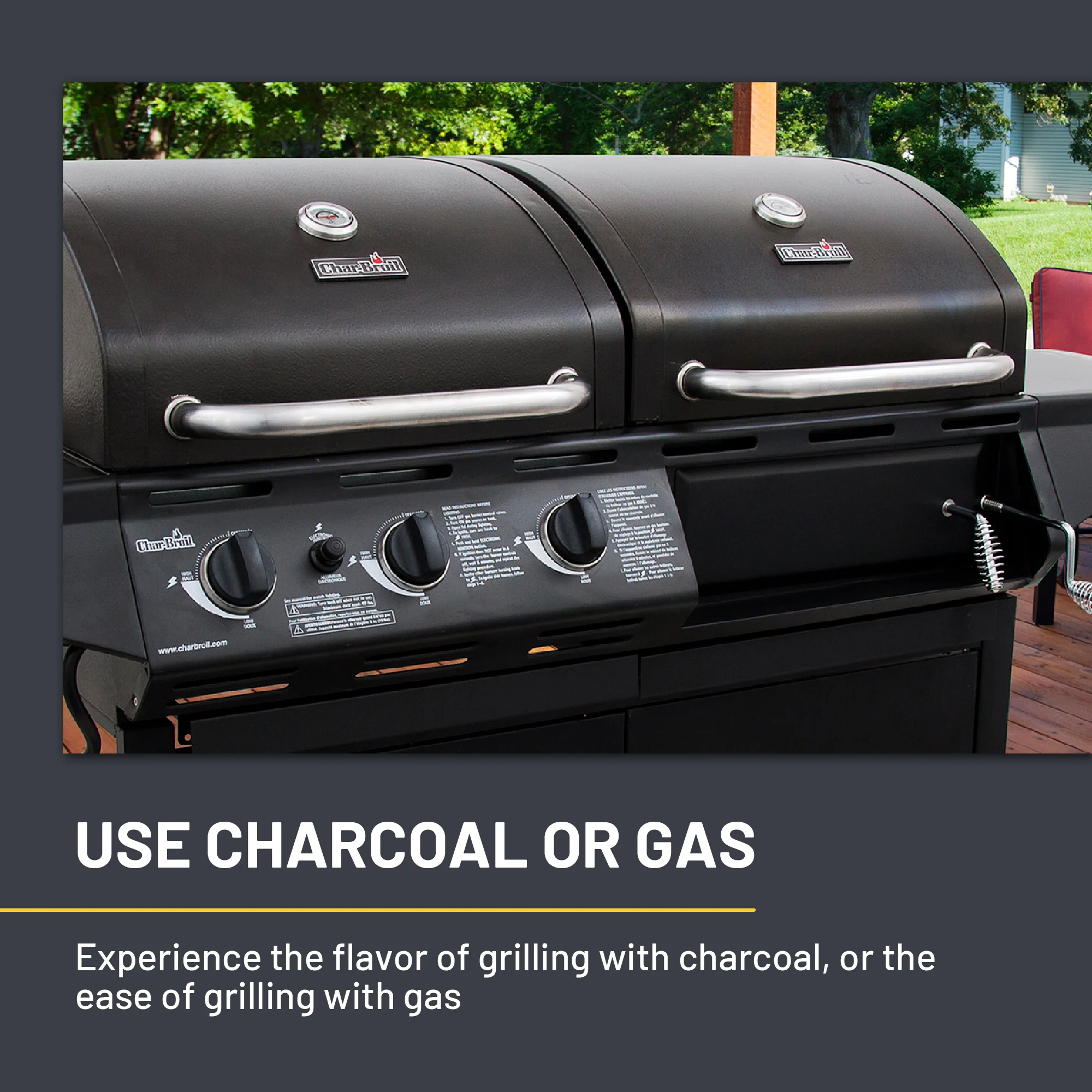 Deluxe Charcoal Gas Combo Grill(Black) - Image 9