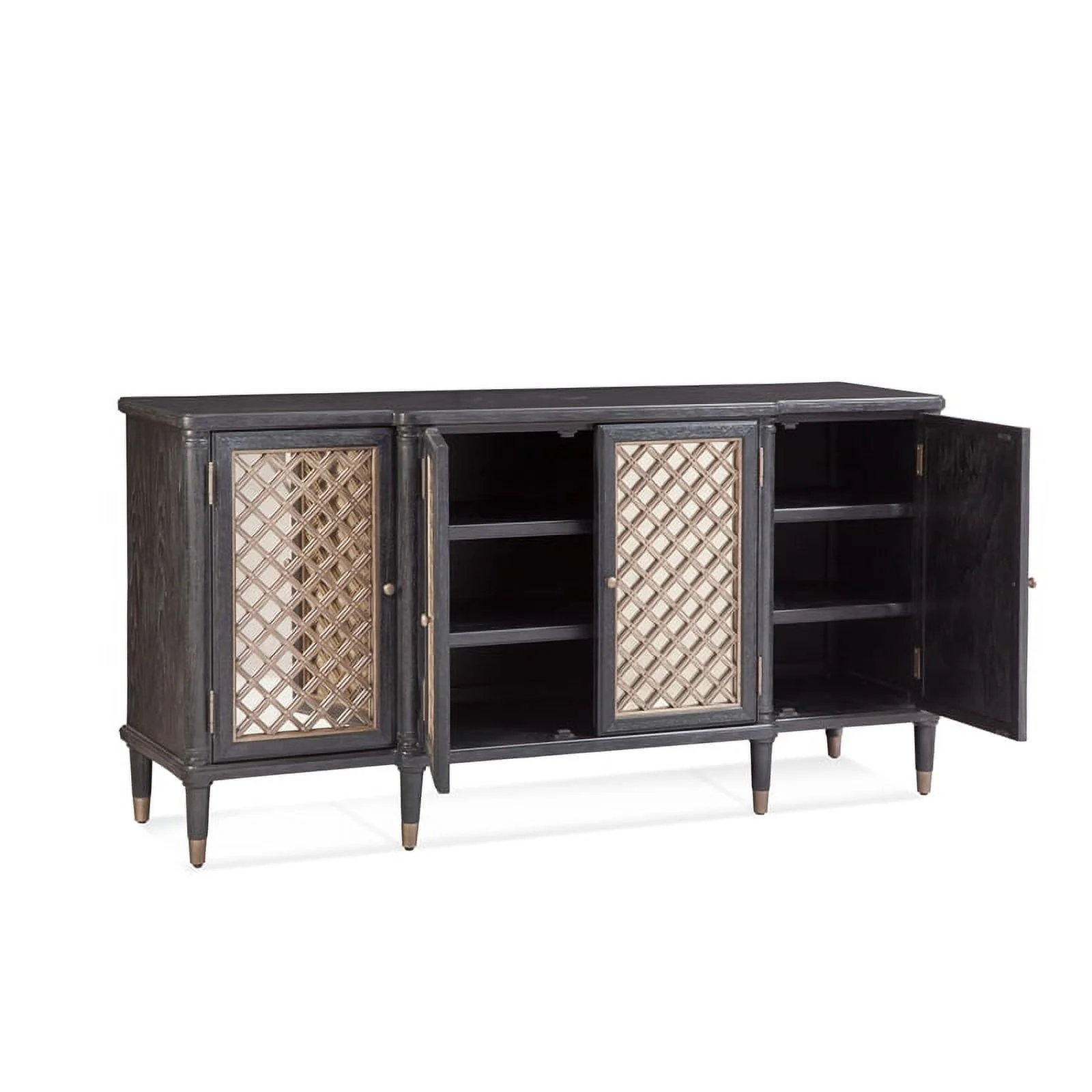 Groveland 6 Shelf Wood Server with Metal Accents in Black Image 3