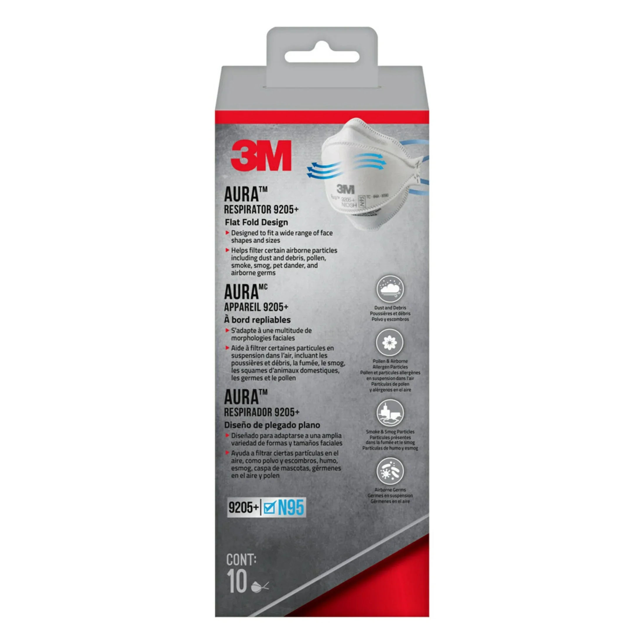 (4 pack) 3M N95 Aura Particulate Respirator 9205+, 10 Pack