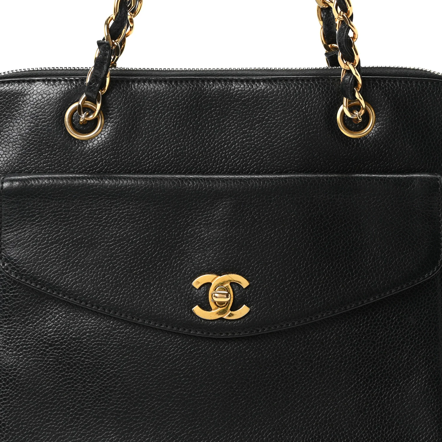 Caviar Flap Shoulder Bag Black