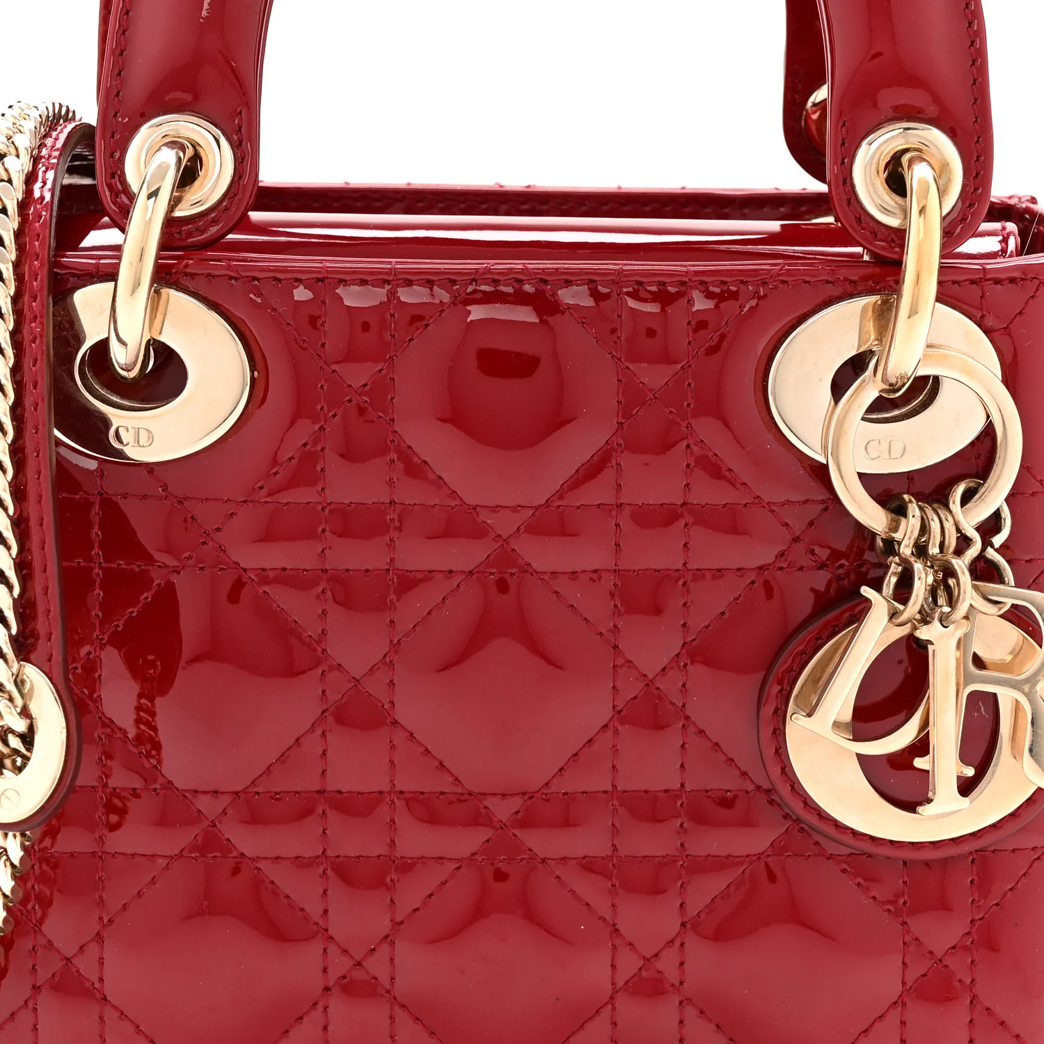 Patent Cannage Mini Lady Dior Red