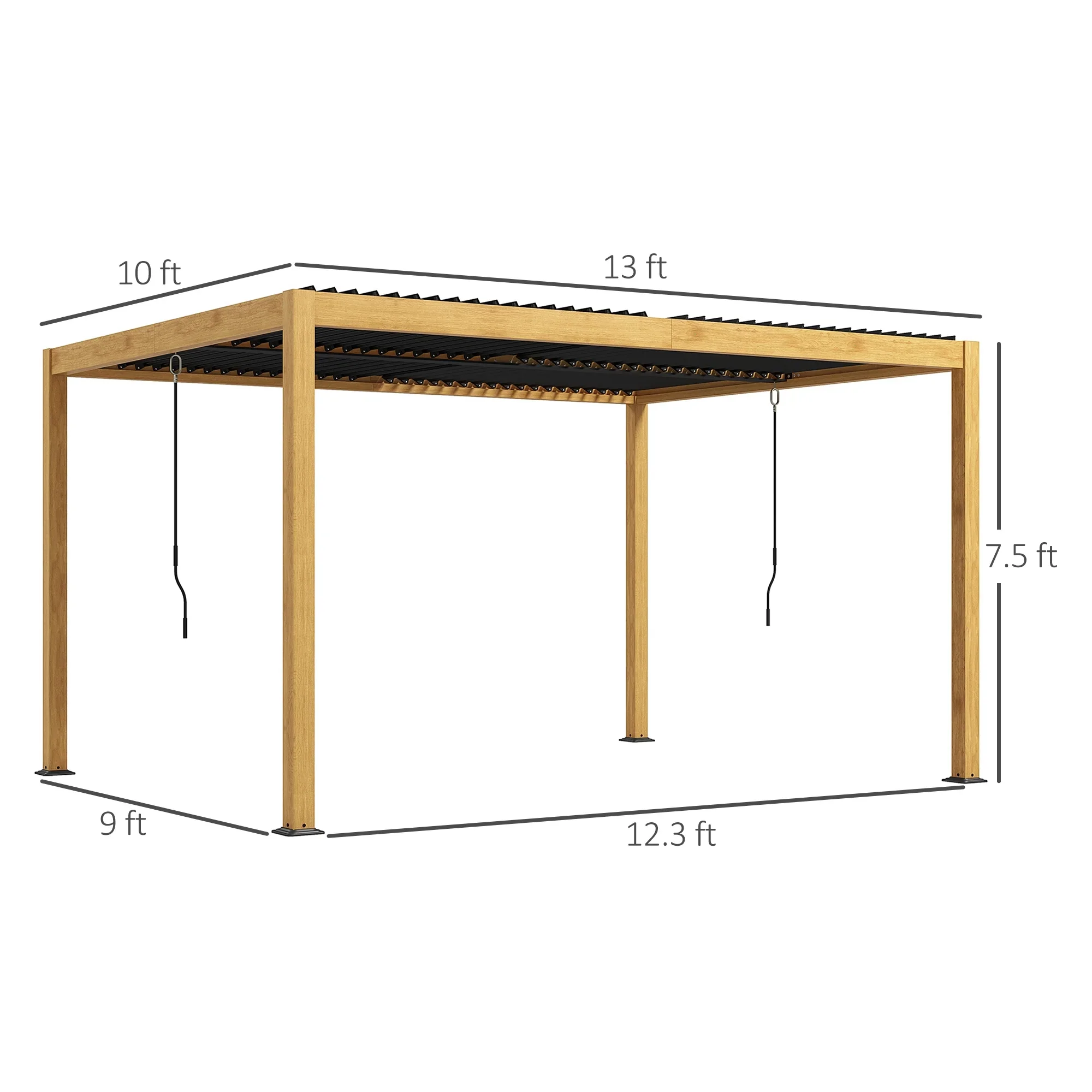Outsunny 10' x 13' Louvered Pergola with Adjustable Roof, Aluminum Hardtop Gazebo for Patio, Deck, Garden, Yard, Beach
