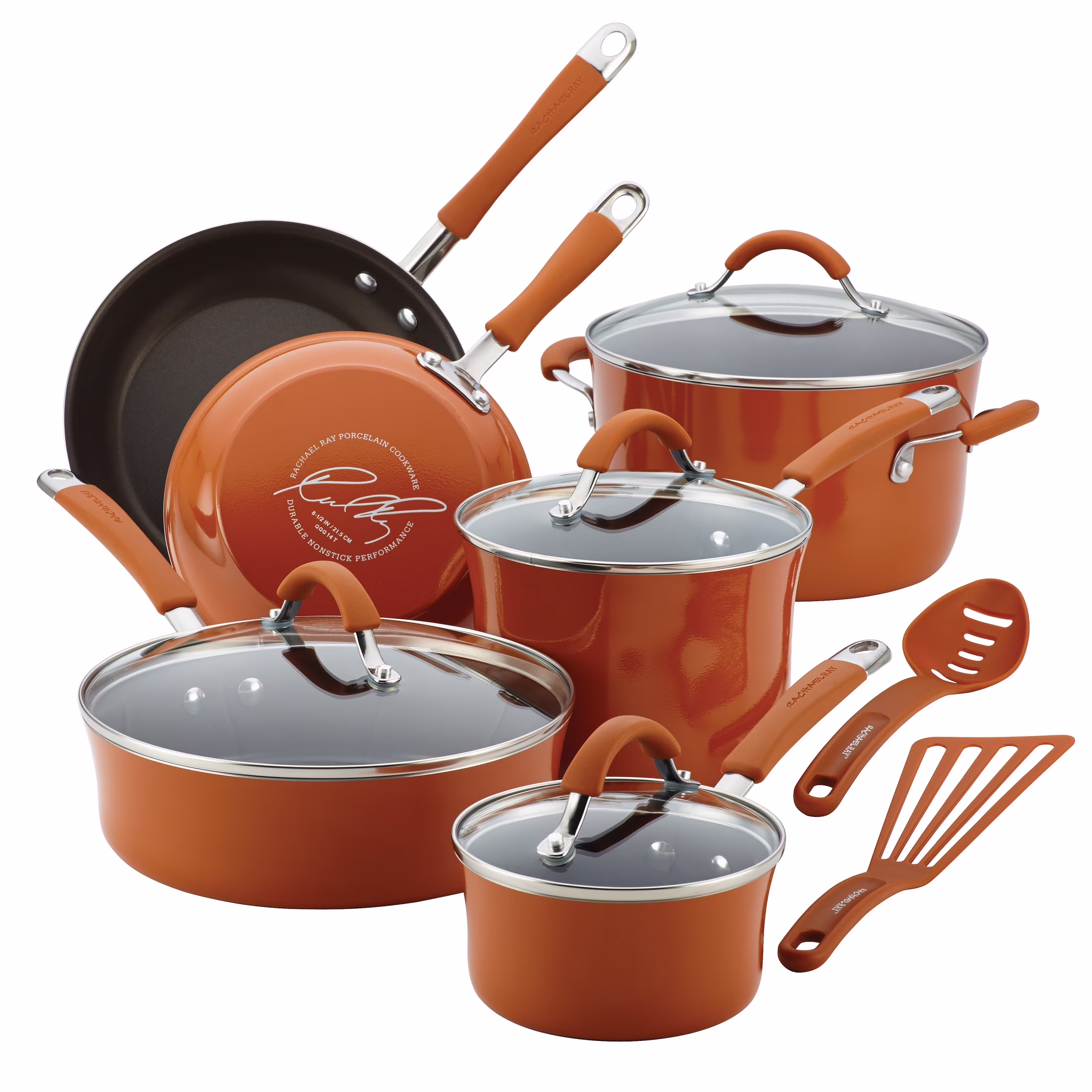 12-Piece Cucina Nonstick Pots and Pans Set, Cookware, Set Cranberry(Cranberry Red) - Image 3