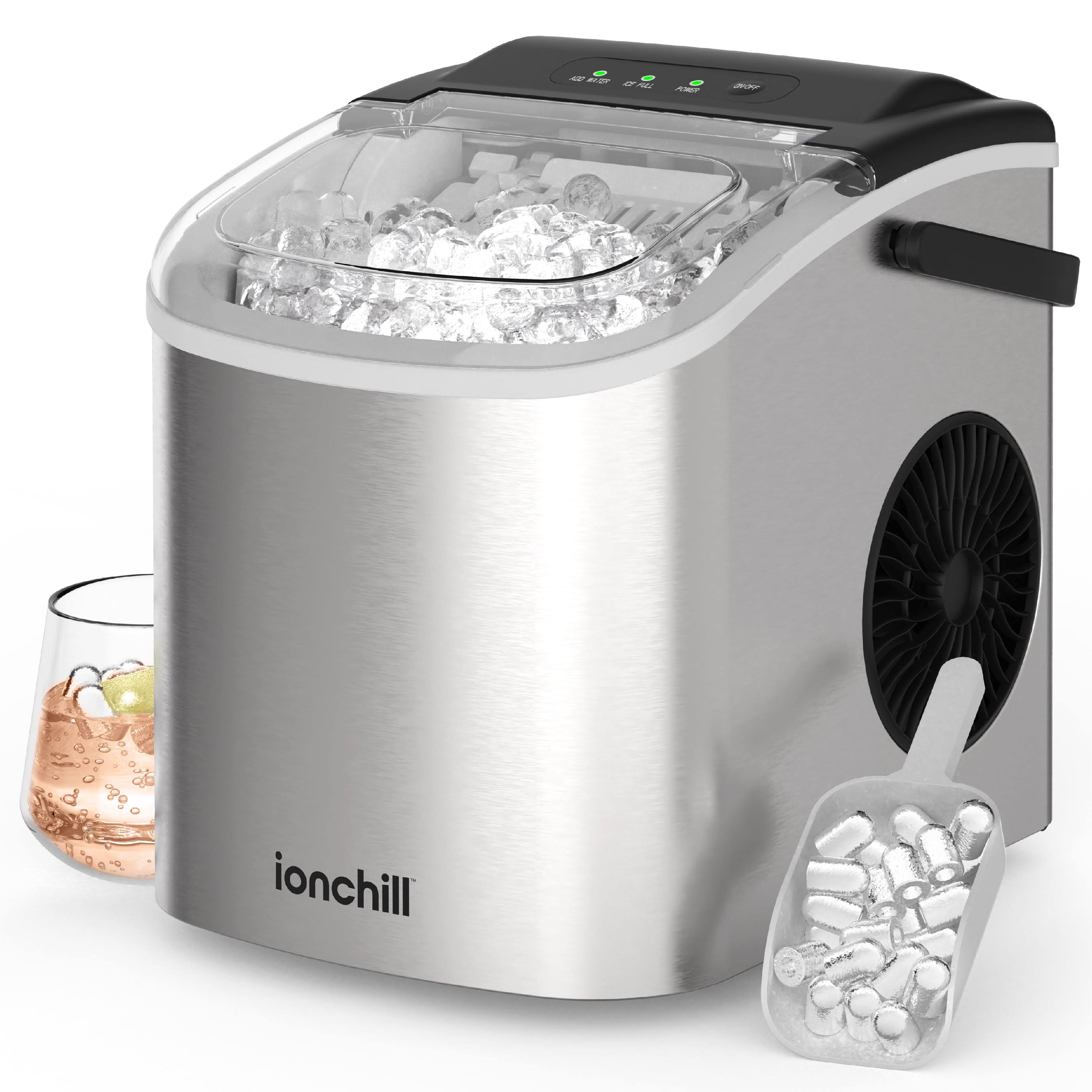 Ionchill Quick Cube Ice Machine, 26lbs/24hrs Portable Countertop Bullet Ice Maker