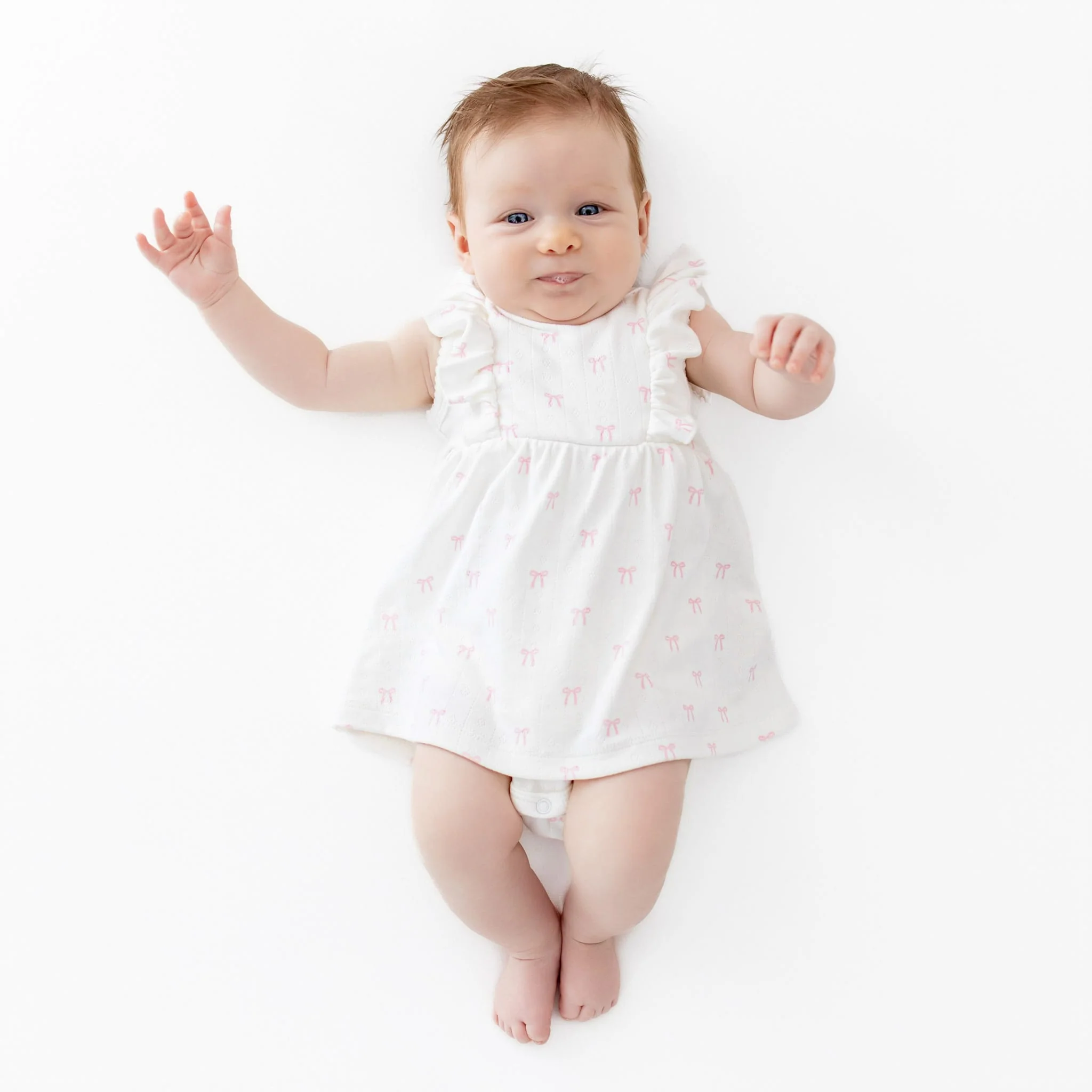 Pointelle Bodysuit Dress in Sweet Pink Bow
