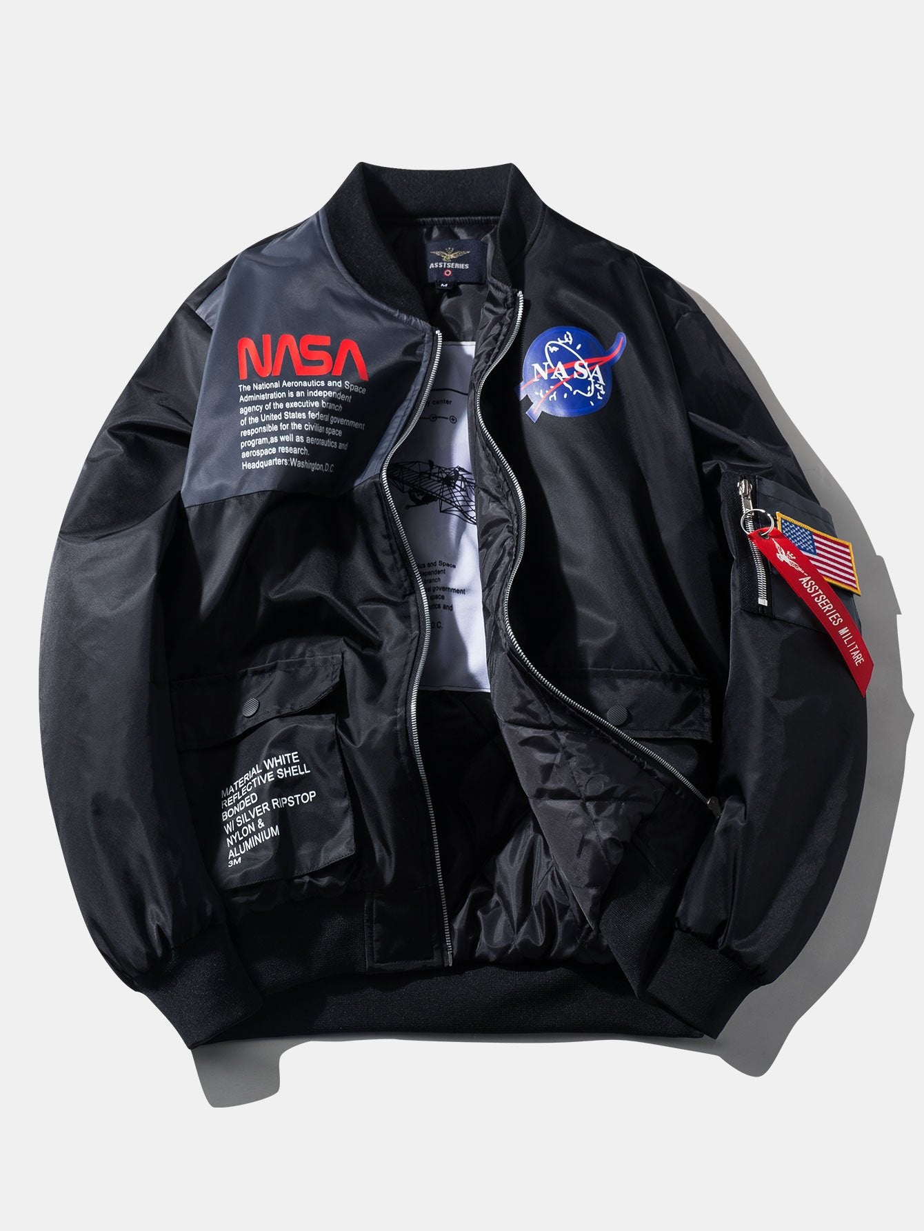 blouson aviateur oversize matelassé et doublé avec imprimé NASA