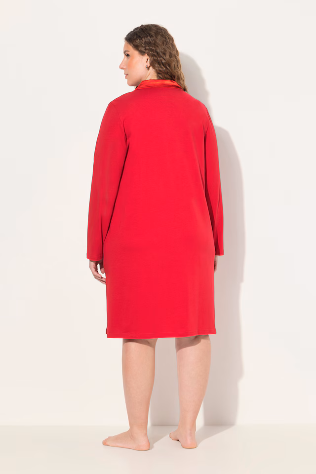 Satin Detail Long Sleeve Nightgown