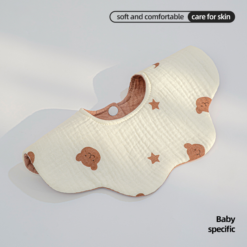 Premium 2 Layer Muslin Baby Bib 360 Degree Rotation 8 Petal Shape Soft Cotton Gauze Infant Drool Bib for Daily Feeding Wear