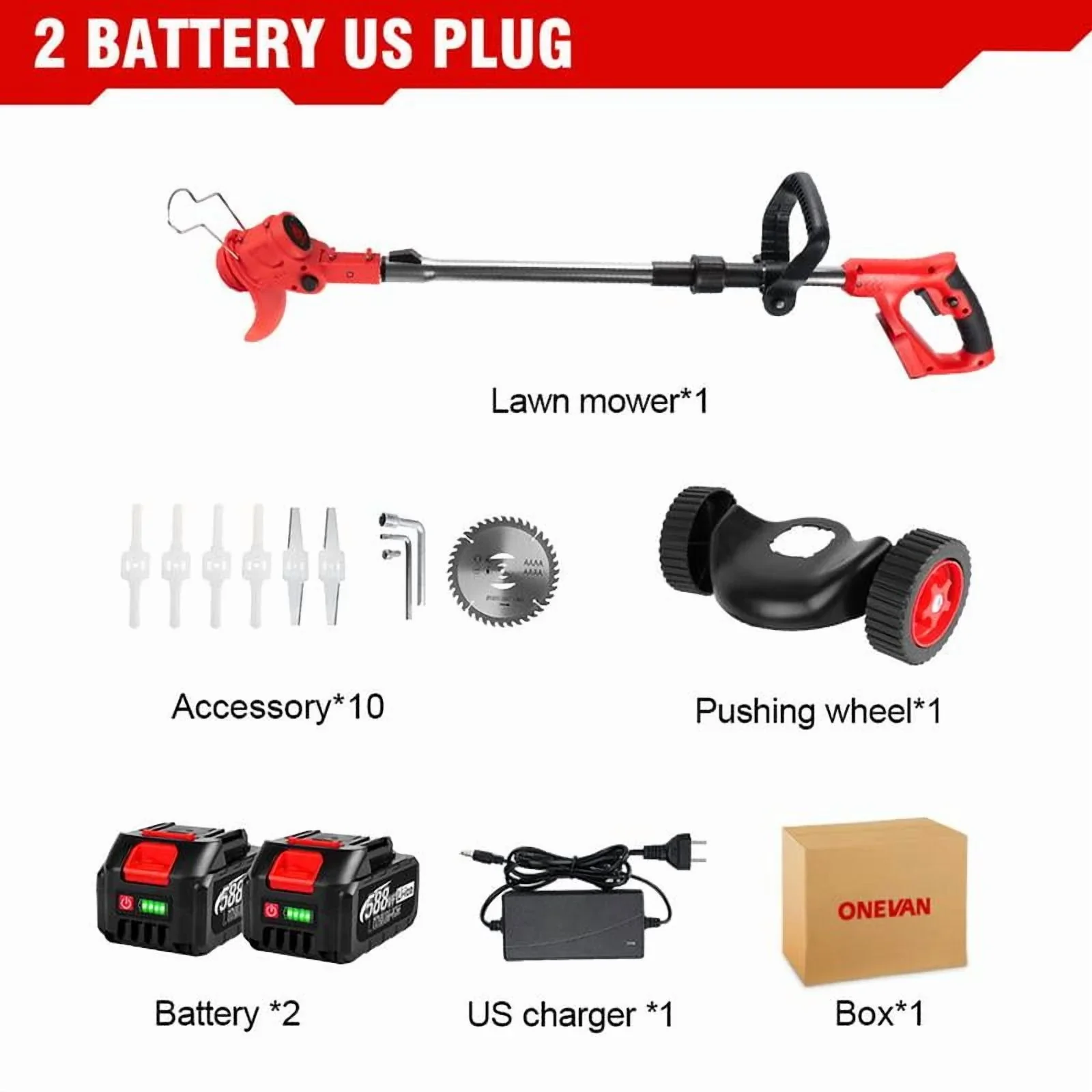 Lawn & Garden 3-in-1 Cordless Grass Trimmer Edger with 2 x 3.0Ah Batteries, Foldable Adjustable Height Lightweight Small Push Weed Wacker Tool for Trimming