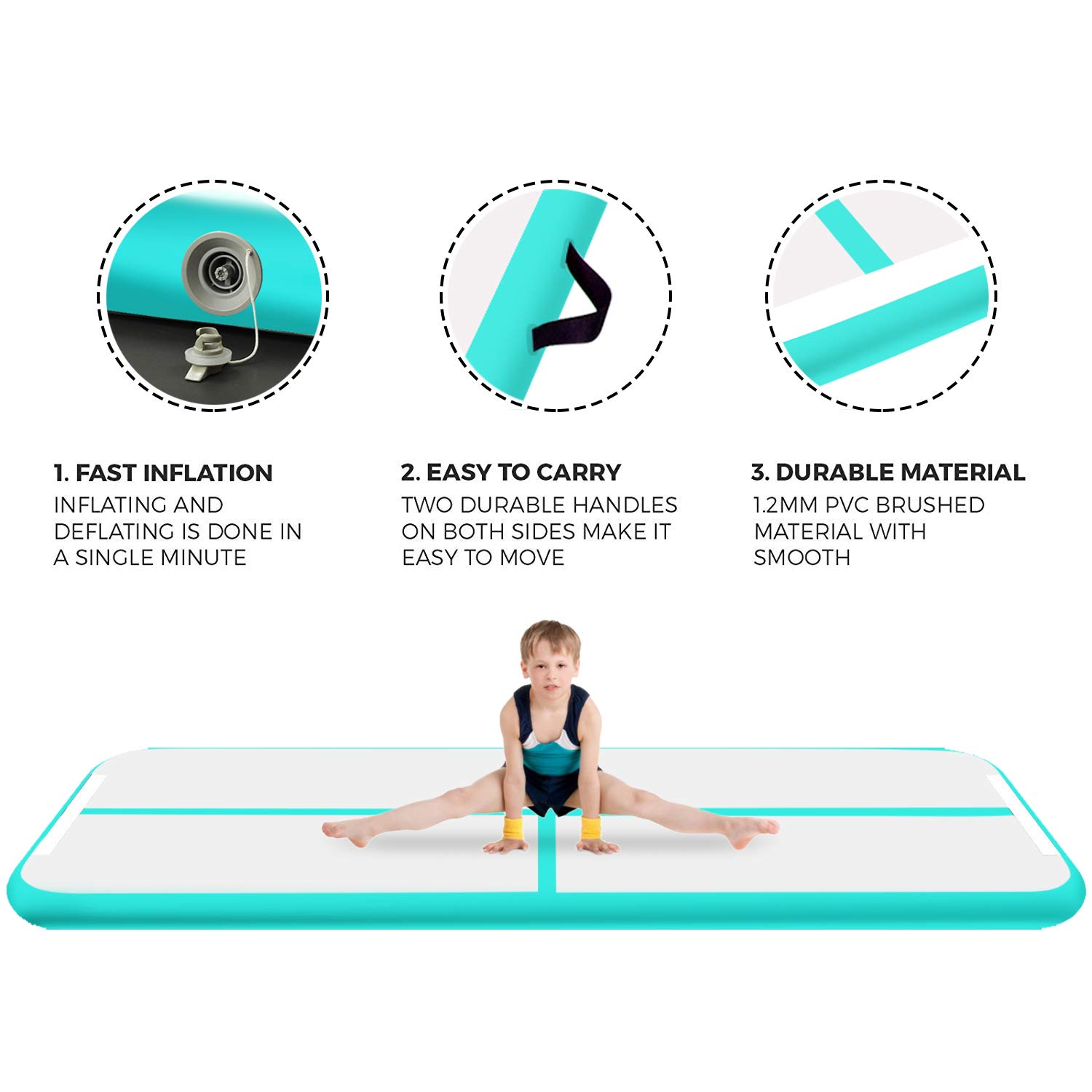 Green 4m*1m*0.1m Inflatable Air Track Tumbling Gymnastic Mat Floor Home Training Yoga W/ Pump - Image 5
