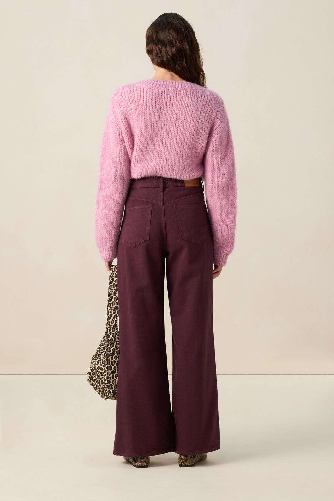 Donkerrode high waist wide leg jeans