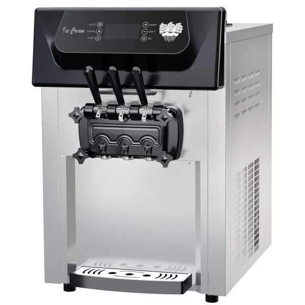 Machine à glace professionnelle 2200 W, 3 parfums de glace à l'italienne, débit de 5,3 à 7,4 gal/h, écran tactile LCD, nettoyage automatique, haute productivité pour la maison, les bars à snacks et les restaurants.