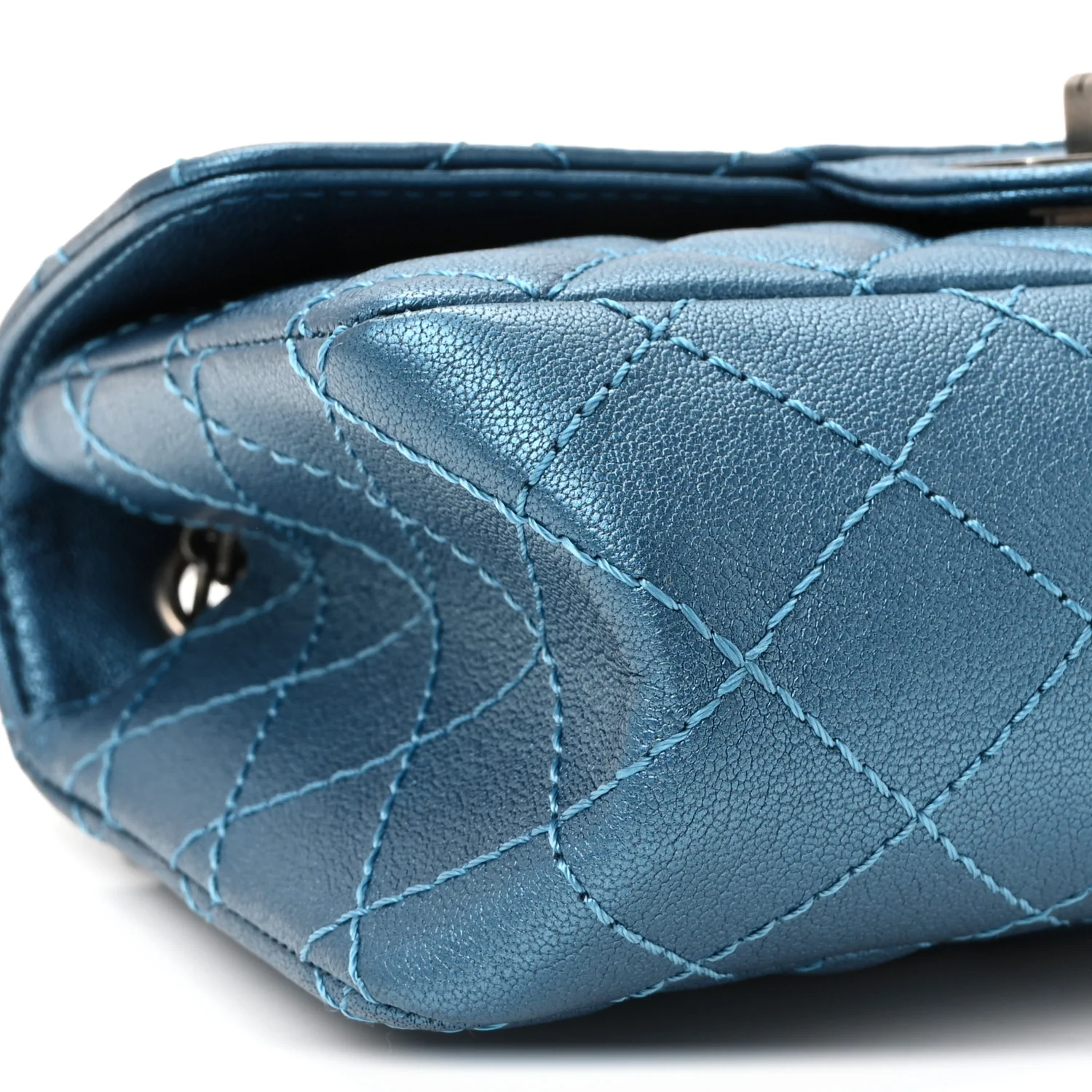 Metallic Sheepskin Quilted 2.55 Reissue Mini Flap Blue