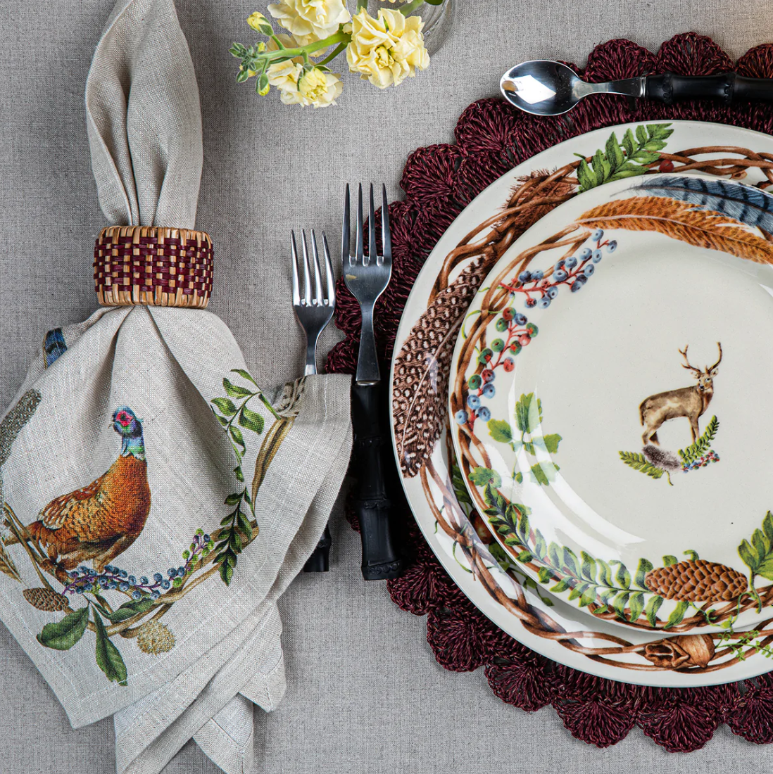 Macrame Placemat - Cranberry