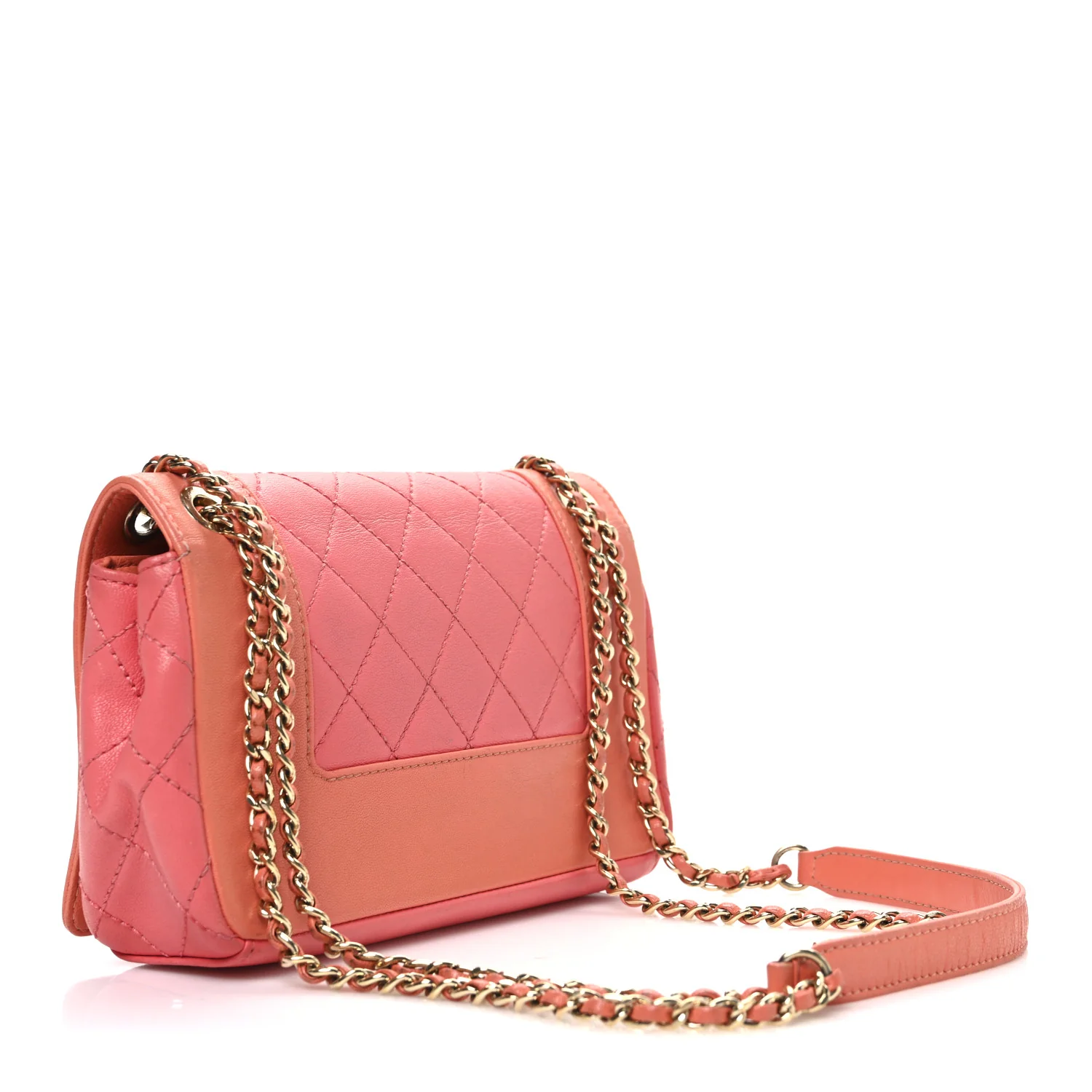 Shiny Sheepskin Quilted Vintage Mademoiselle Flap Coral Orange