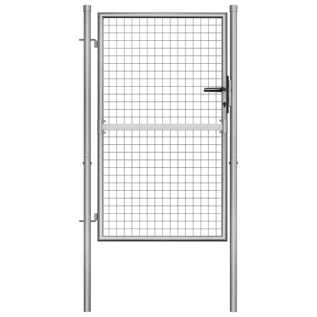 vidaXL Garden Gate Fence Wall Privacy Screen Fence Galvanized Steel Silver