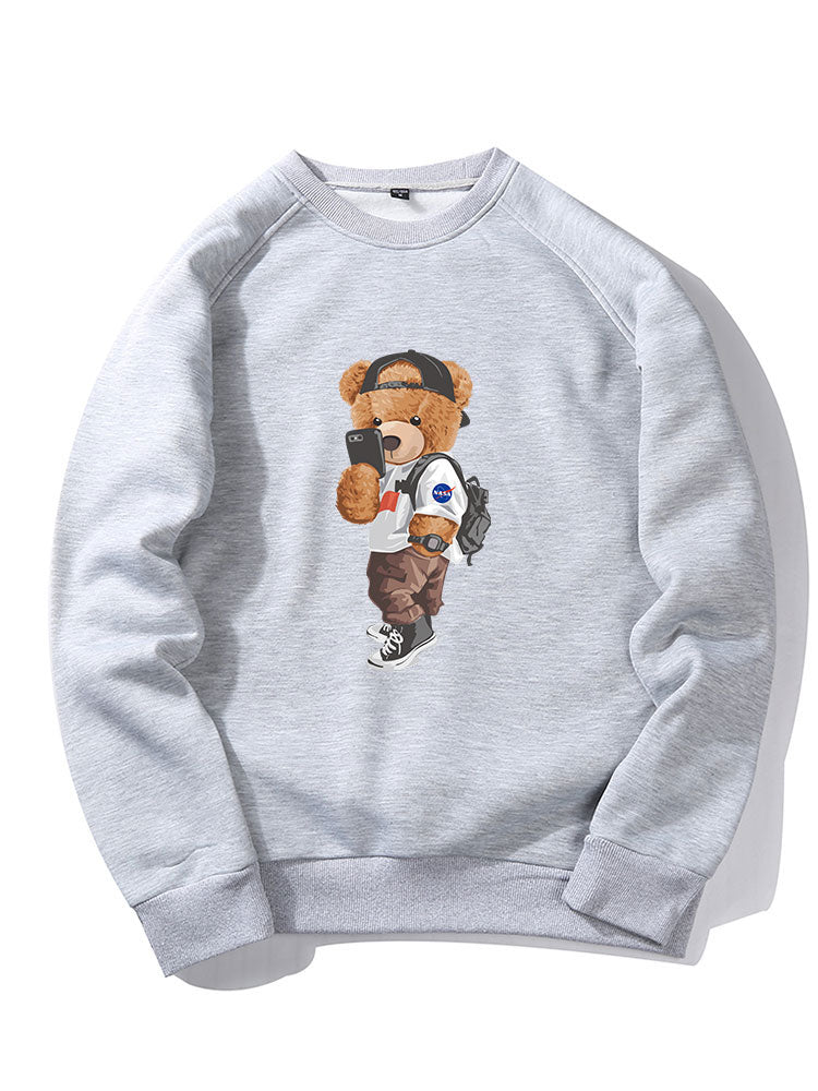Sweat-shirt à manches raglan imprimé Selfie Bear