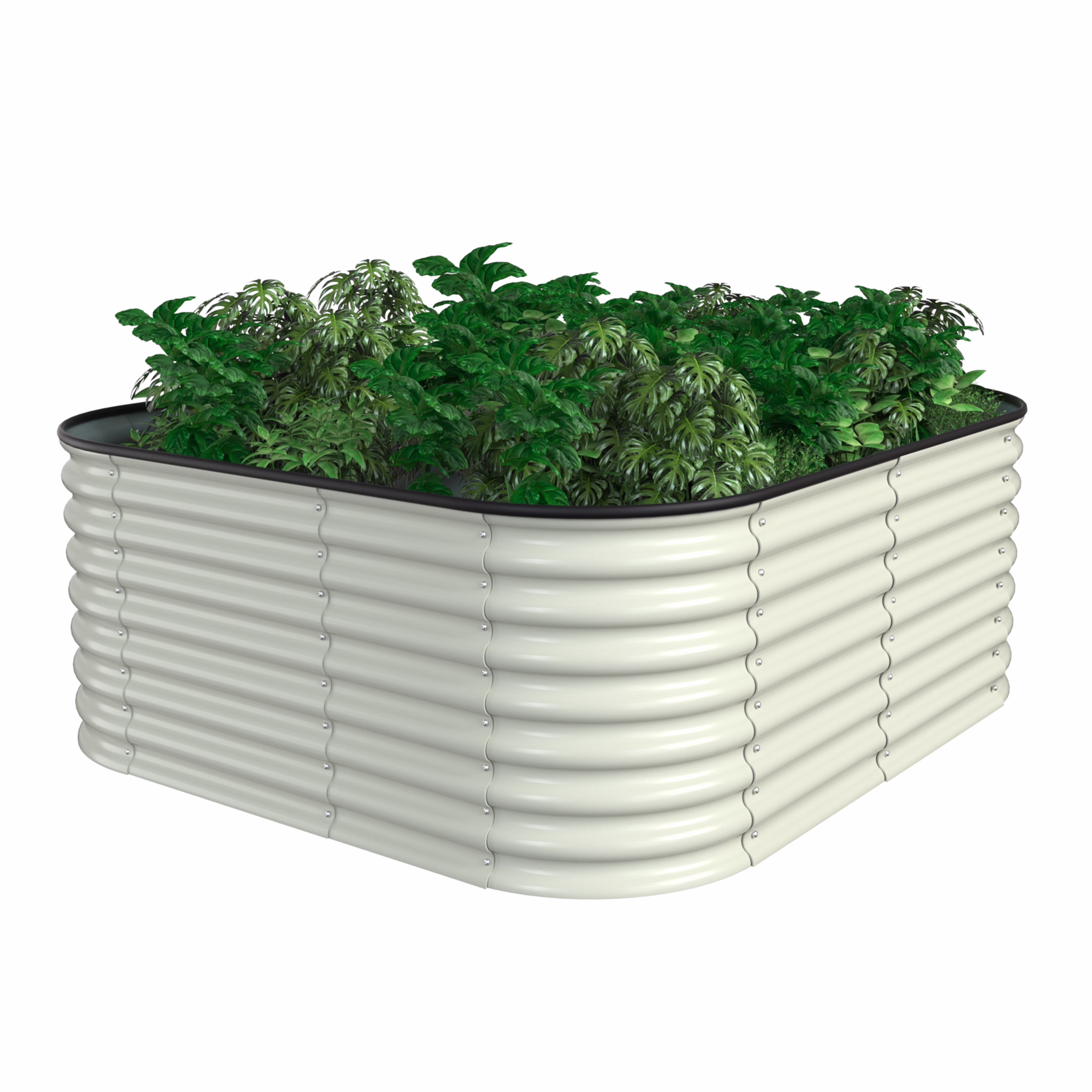 VEIKOUS Metal Garden Bed, 6x3x2 ft Galvanized 9-in-1 Modular Garden Planter Box Kit, Pearl White