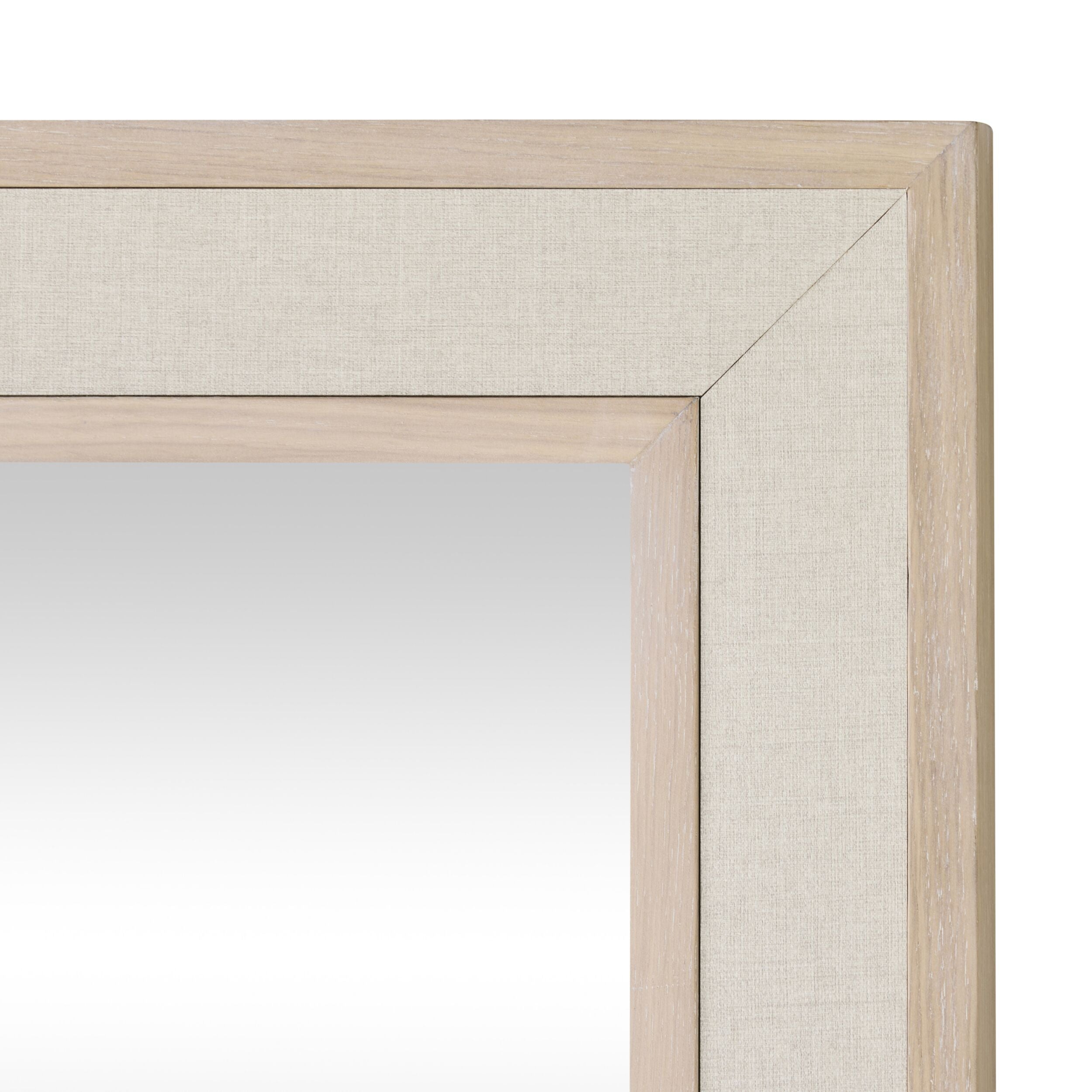 Cannes White Washed Oak & Linen Insert Floor Mirror 170x80cm