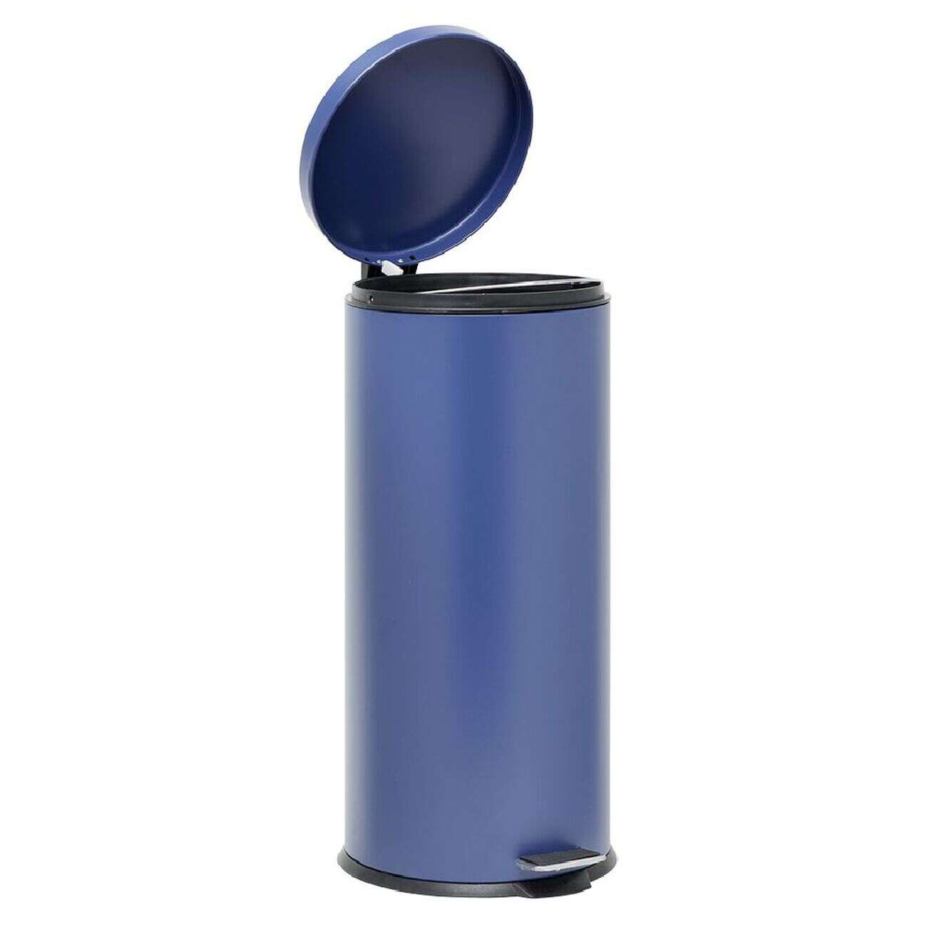 Poubelle ronde à pédale métal Bleu 30l