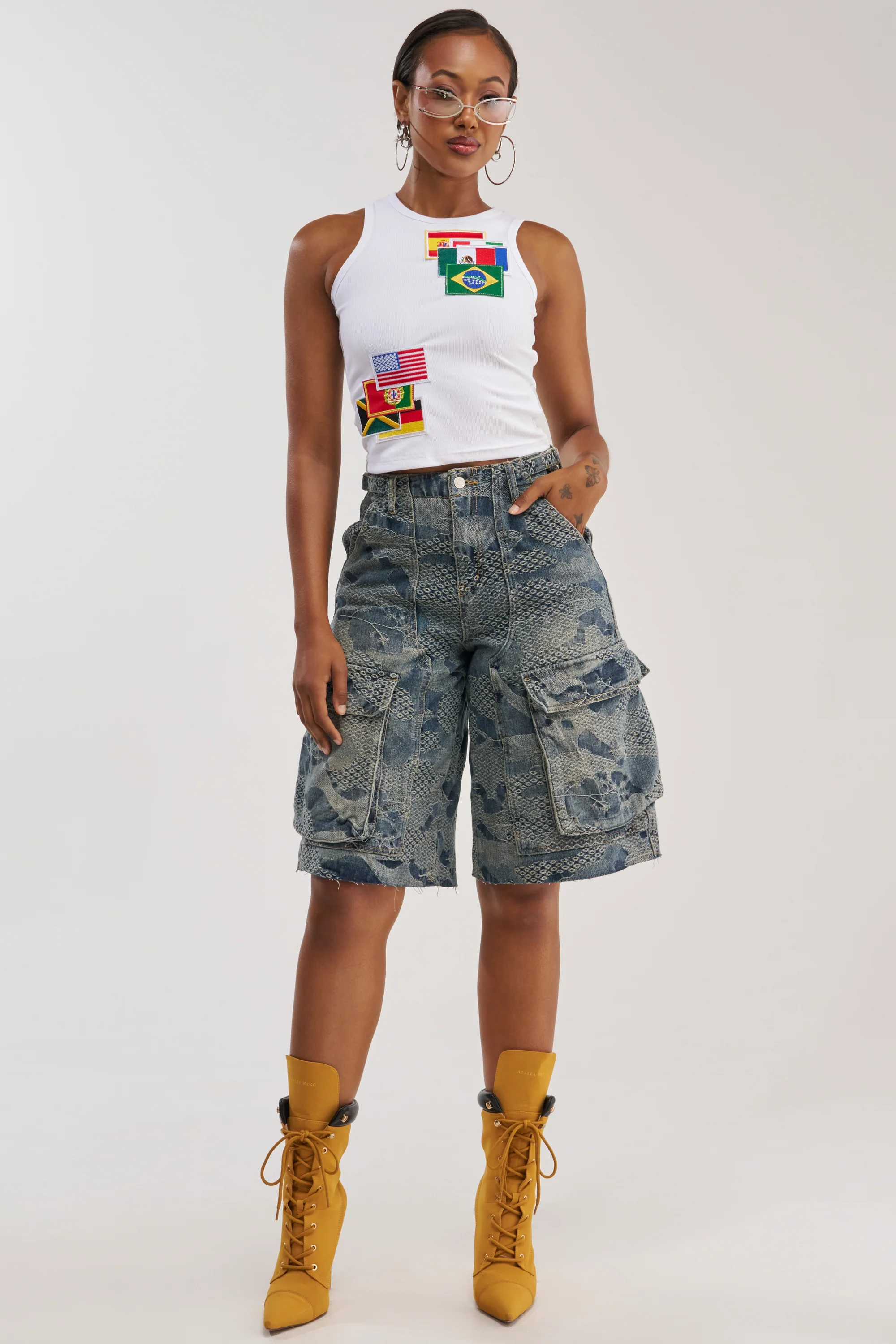 I THINK YOU WANNA KNOW DENIM CARGO BERMUDA - Akira Store