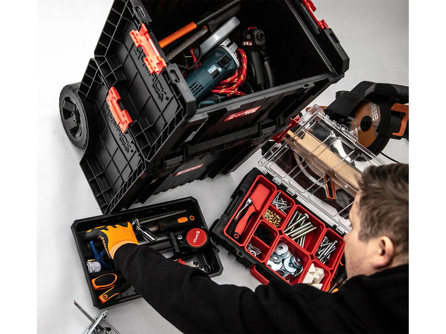 Ensemble chariot à outils Qbrick System PRO Organizer 100 + Boîte à outils PRO + Chariot PRO