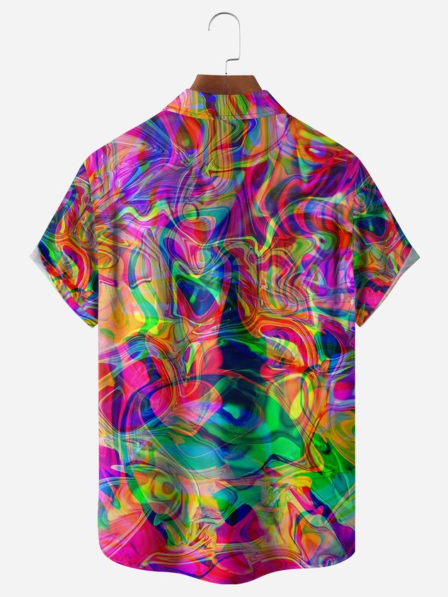 Chemise décontractée à manches courtes avec poche poitrine géométrique