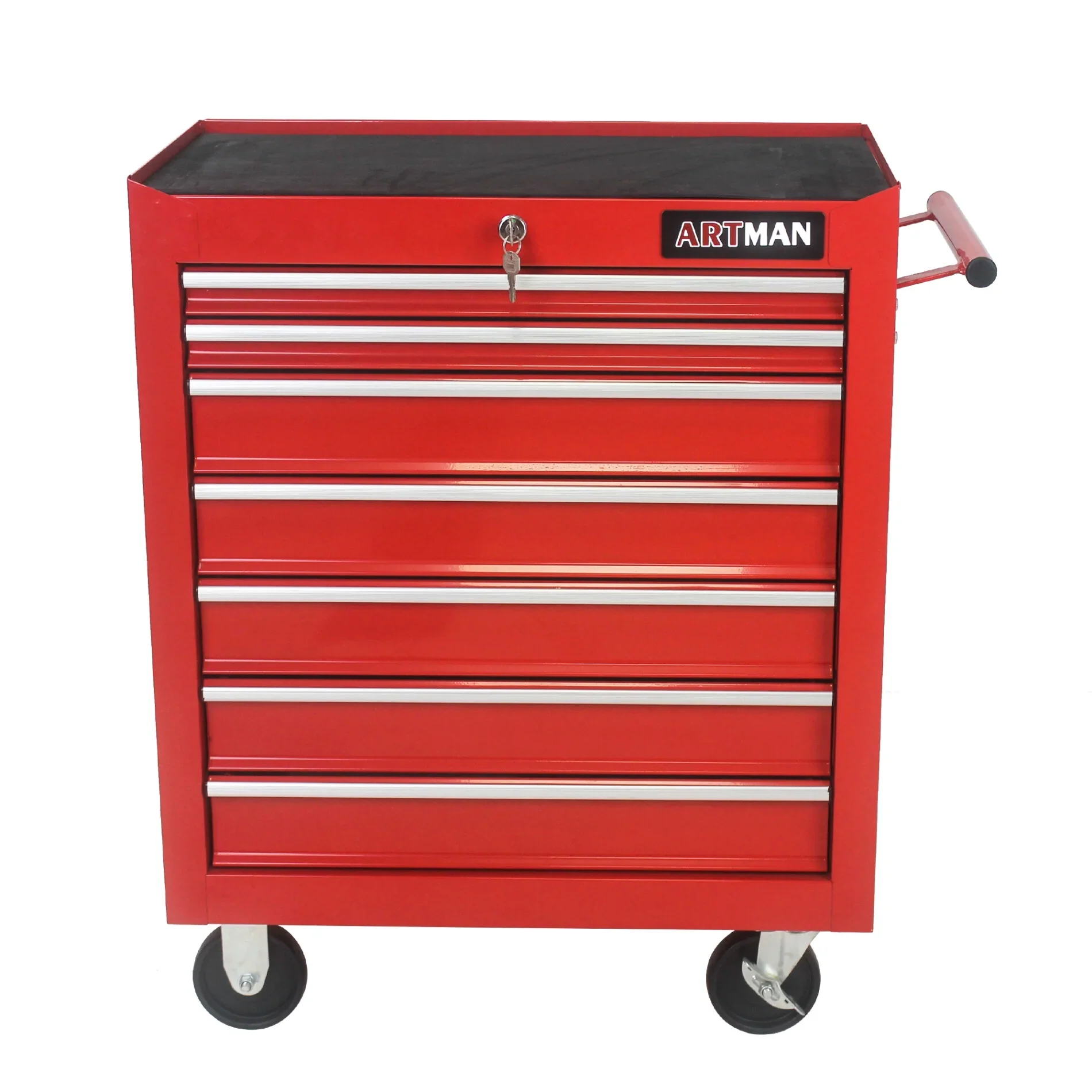 7-Drawer Metal Rolling Tool Chest with Wheels, Tool Storage Cabinet with Locking System, Toolbox with Wheels for Garage, Warehouse, Workshop, Repair Shop, Red