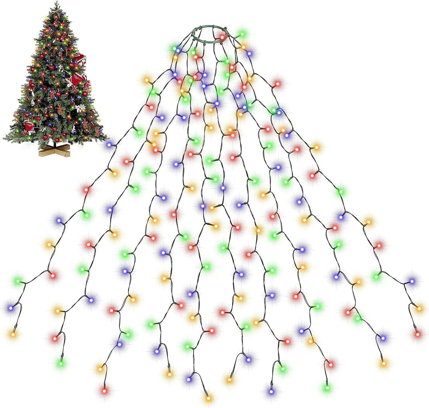 SALCAR Christmas Decoration String Lights, 6.6ft x 8 Lines Fairy Lights for 6-8ft Xmas Tree, 280 LEDs Christmas Tree Lights for Outdoor and Indoor