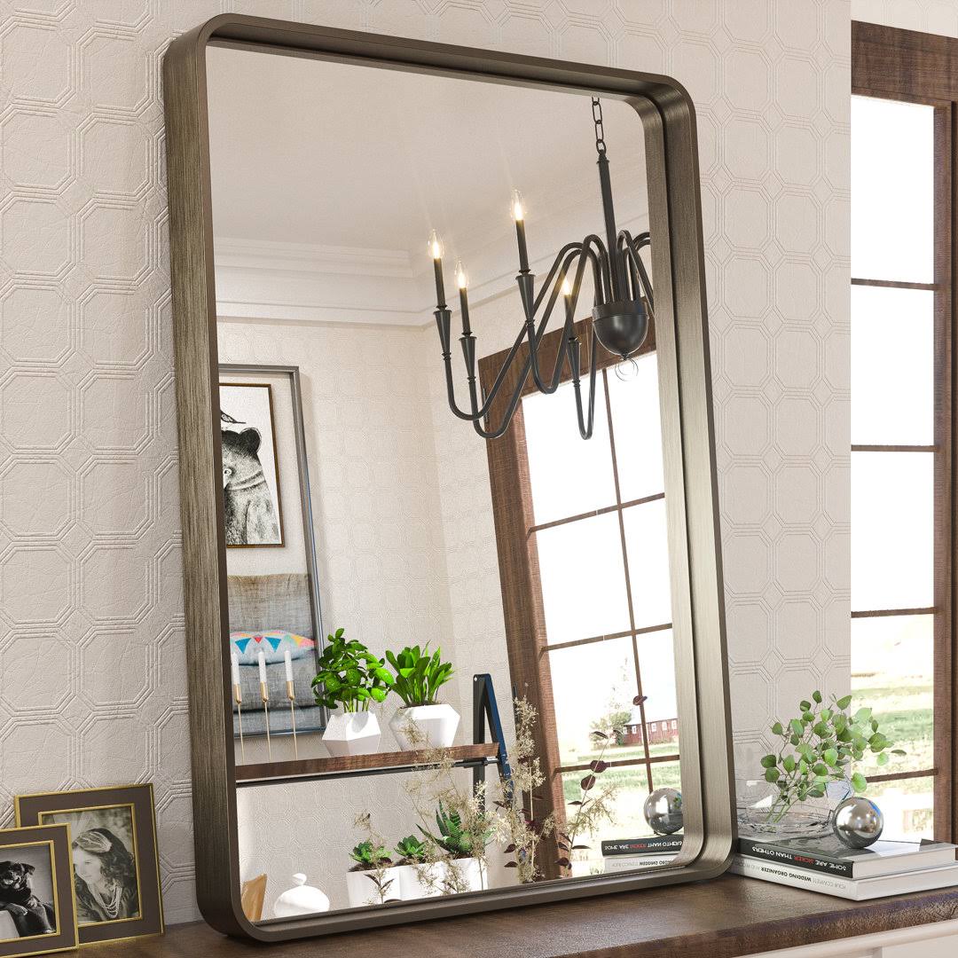Tyro Bathroom Decorative Home Decor Corner Hangs Accent Mirror Latitude Run Finish: Bronze, Size: 24