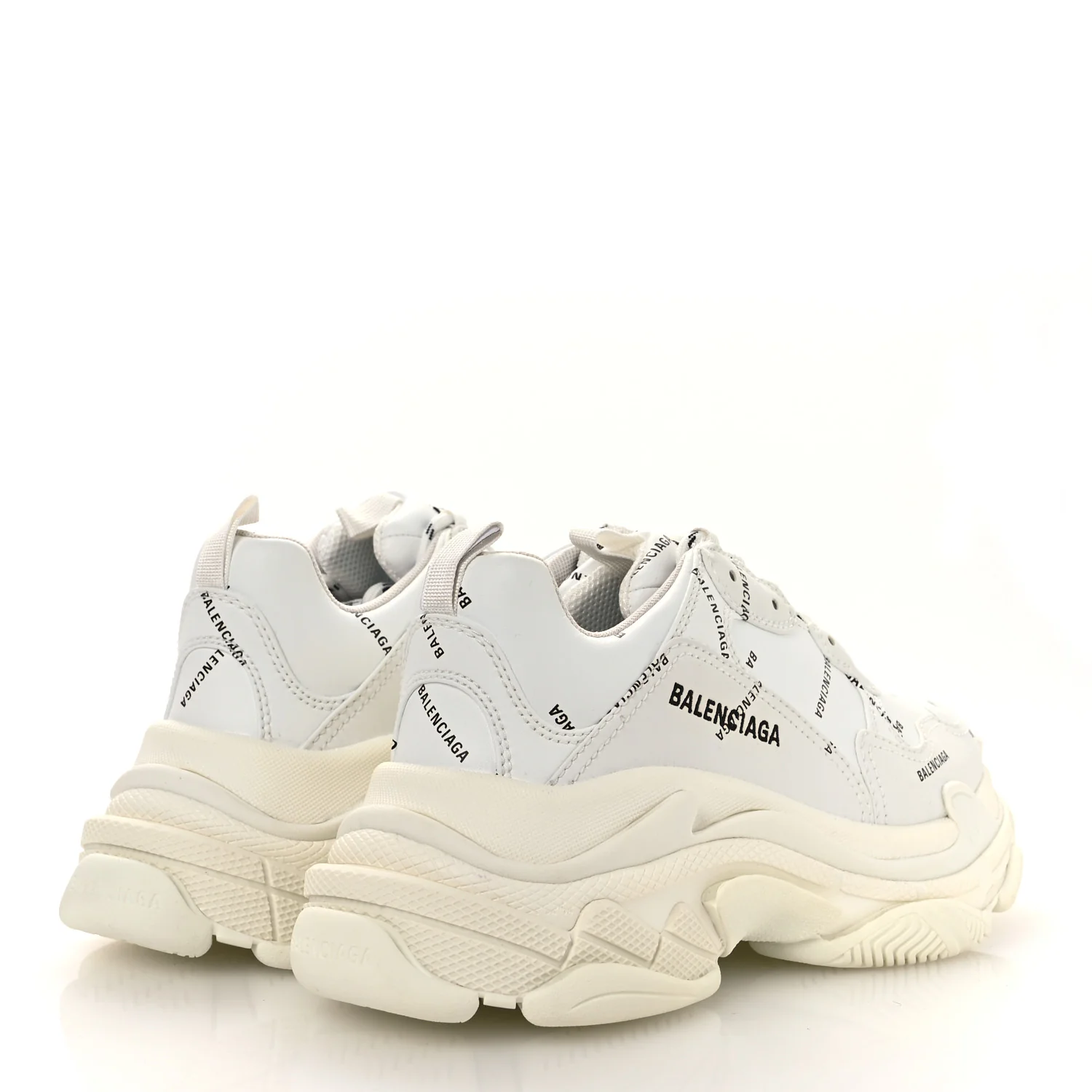 Technical Fabric Allover Logo Womens Triple S Sneakers 39 White Black