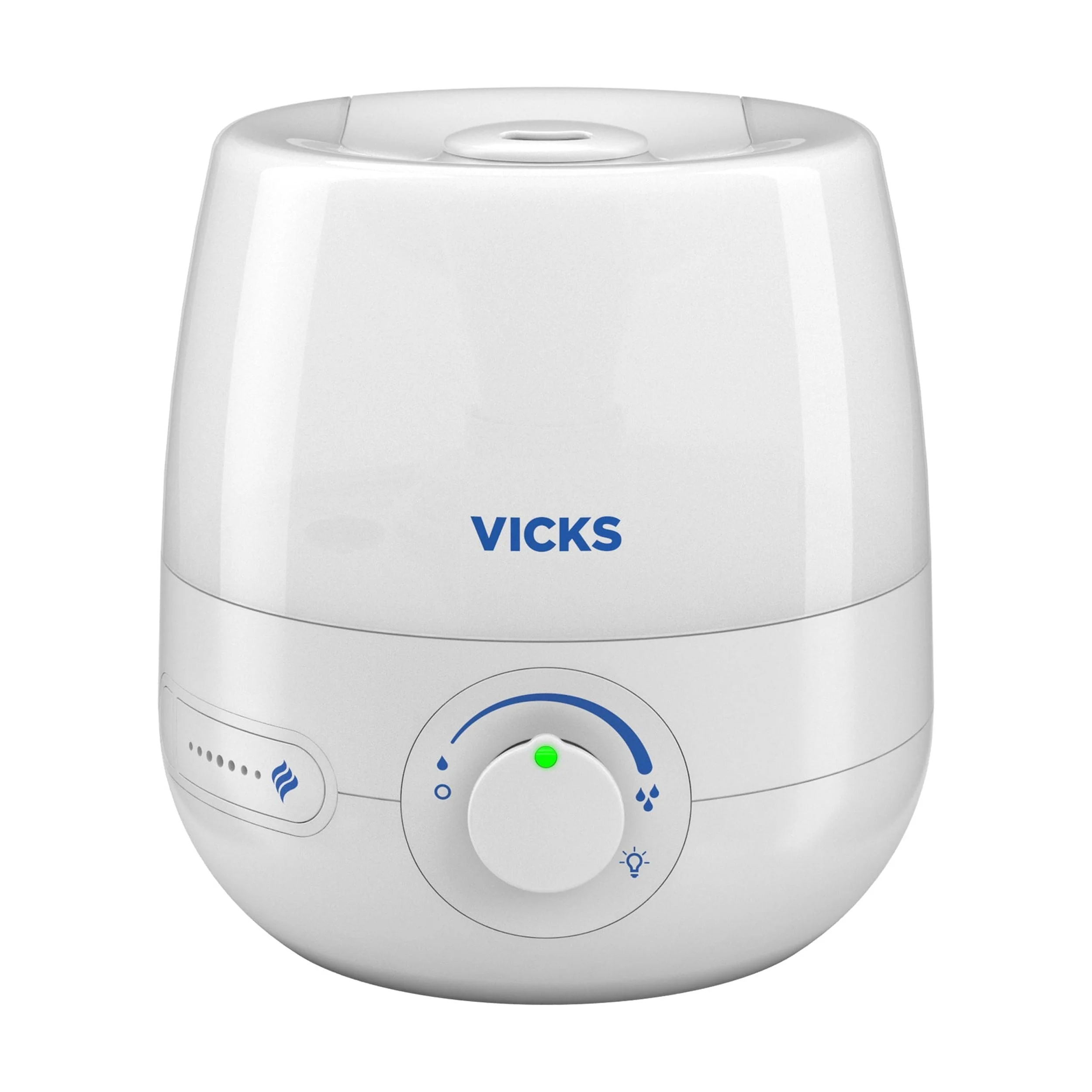 Vicks 0.6 Gallon Natural Care Cool Mist Ultrasonic Humidifier, 200 sq ft, White, VUL530