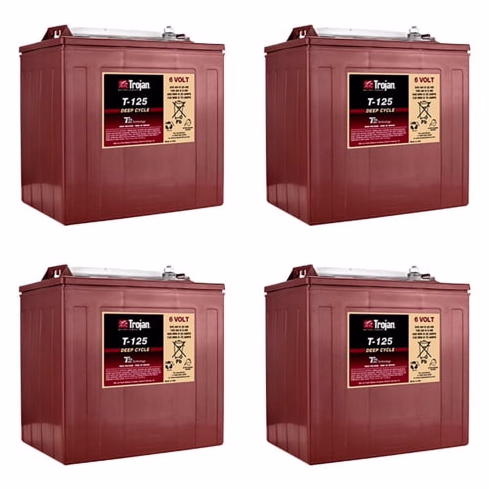 Trojan T - 125 240ah, 6V Deep Cycle Battery - 4 Pack
