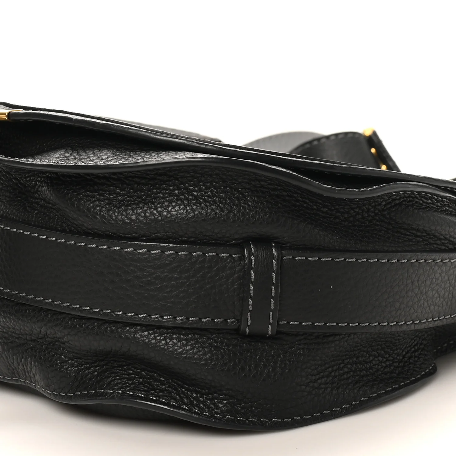 Grained Calfskin Medium Marcie Saddle Bag Black