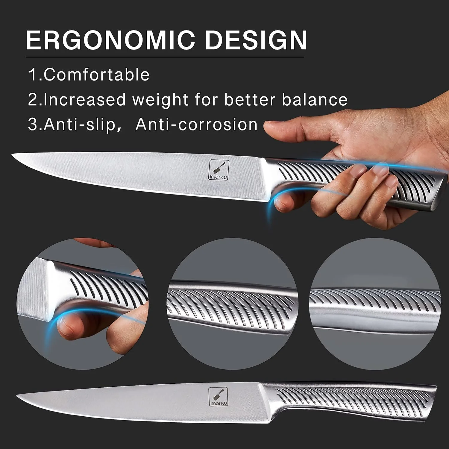 Imarku Knife Set - Knife Sets for Kitchen with Block, 14PCS High Carbon Stainless Steel Kitchen Knife Set, Dishwasher Safe Knife Block Set with Ergonomic Handle