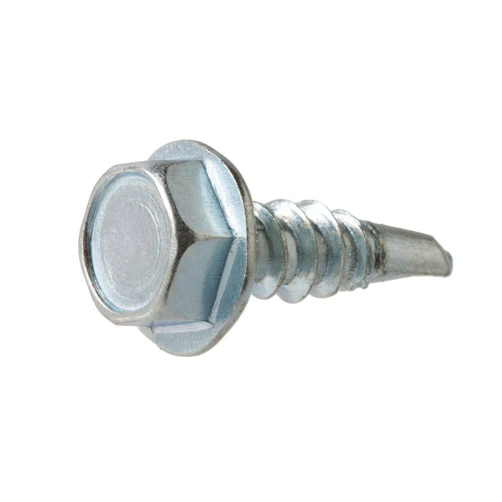 #8 x 1/2 in. Galvanized Hex Head Self-Drilling Screws, Charcoal Gray (100-Pack Bag)