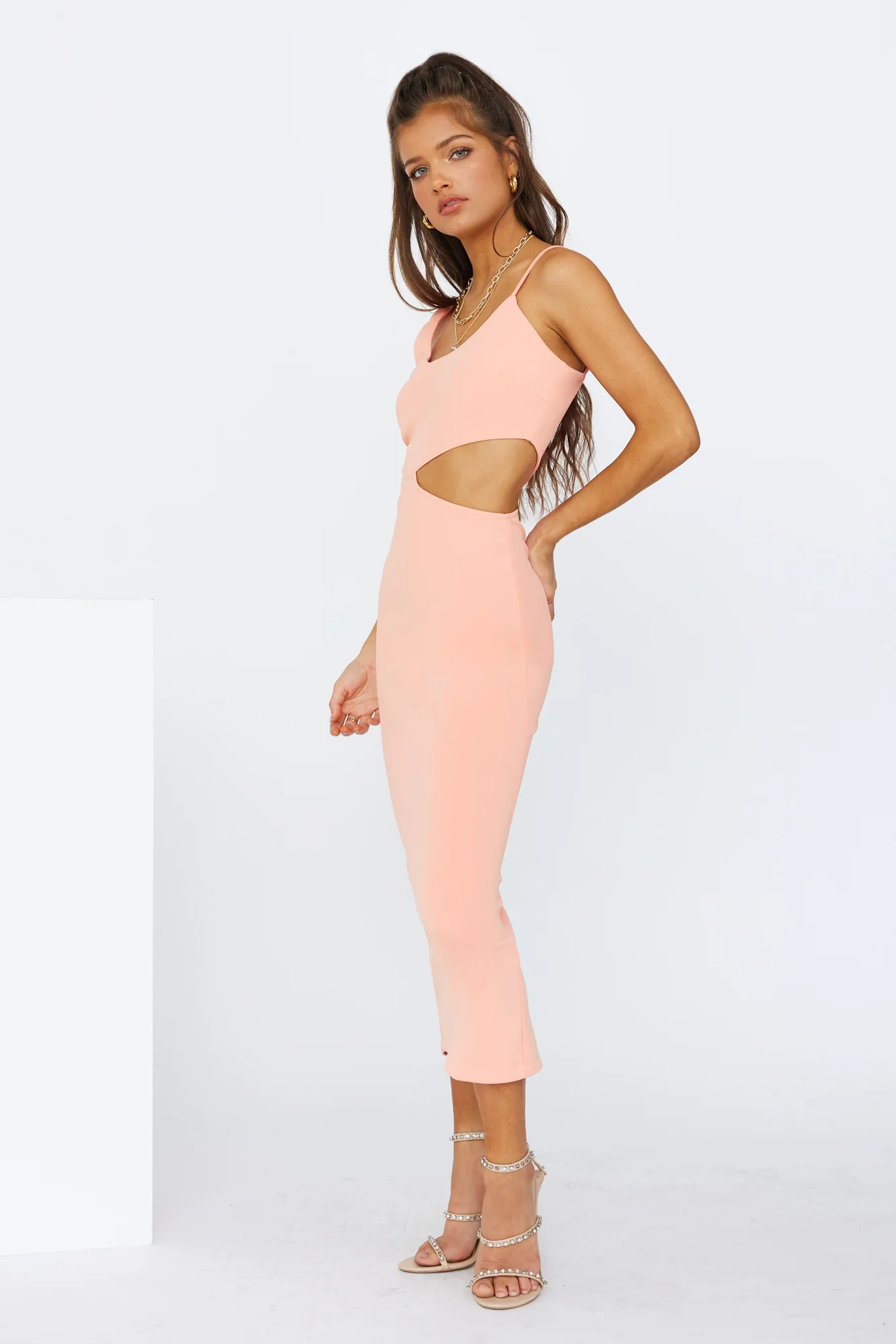 Sweet Lines Midi Dress Apricot