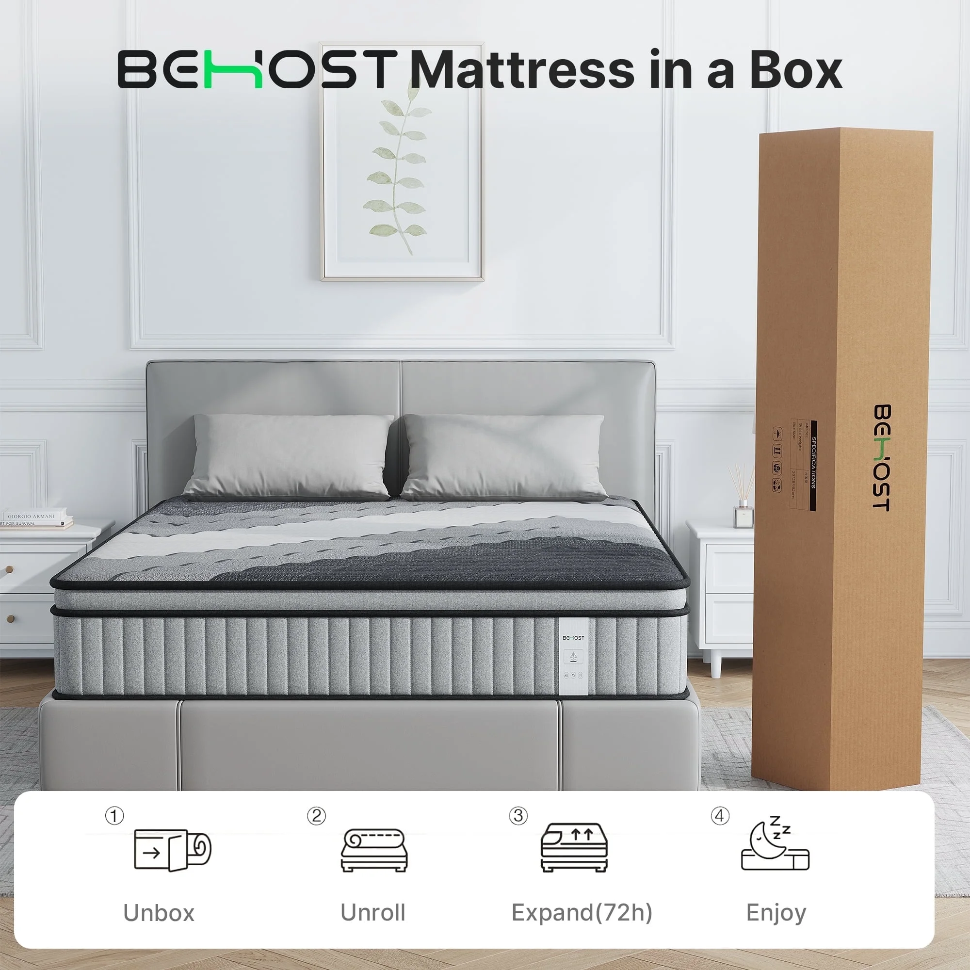 Twin Mattress 10 inch, CertiPUR-US Certified Eco-Friendly Twin Memory Foam Mattress, Motion-Free Pocket Springs Hybrid Mattress Twin Size(Twin/Gray/10 in) - Image 9